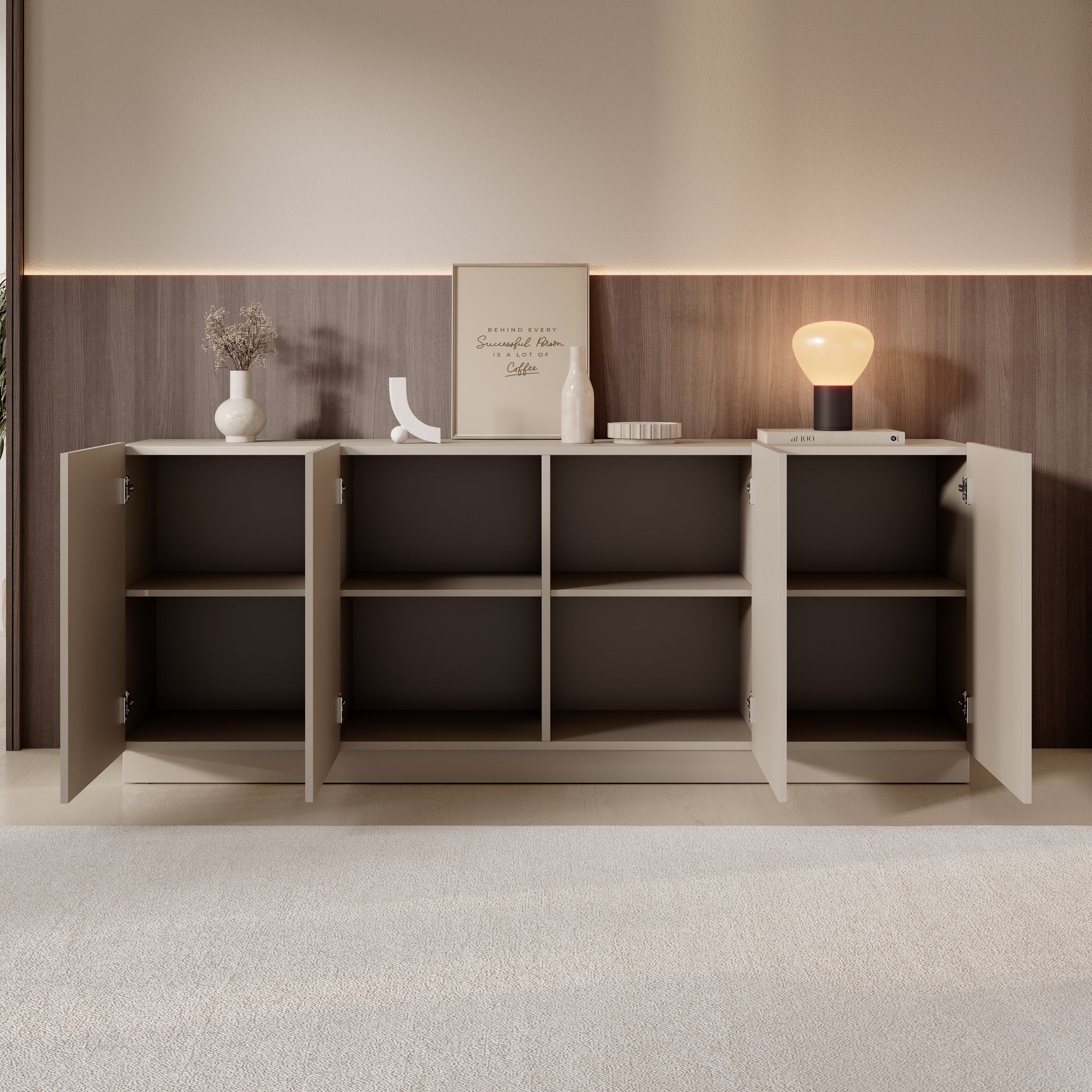 Lucera - Dressoir - Beige - 200x42x78 cm