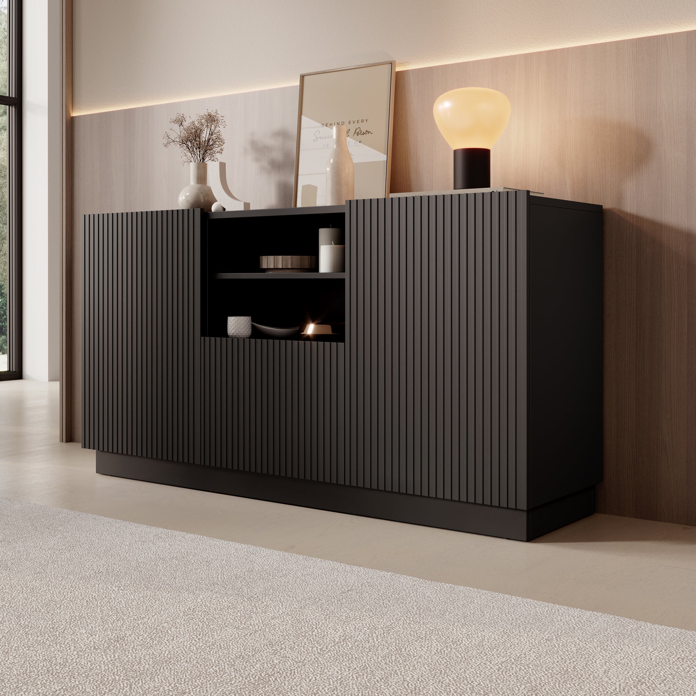 Lucera - Dressoir - Zwart - 150x42x78 cm