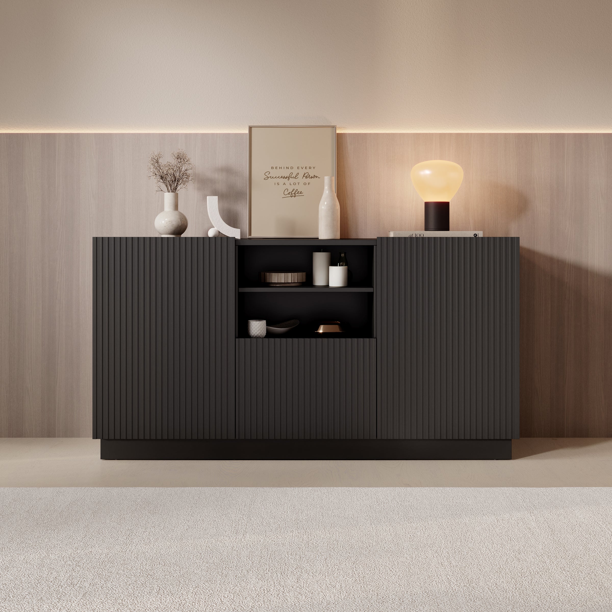 Lucera - Dressoir - Zwart - 150x42x78 cm