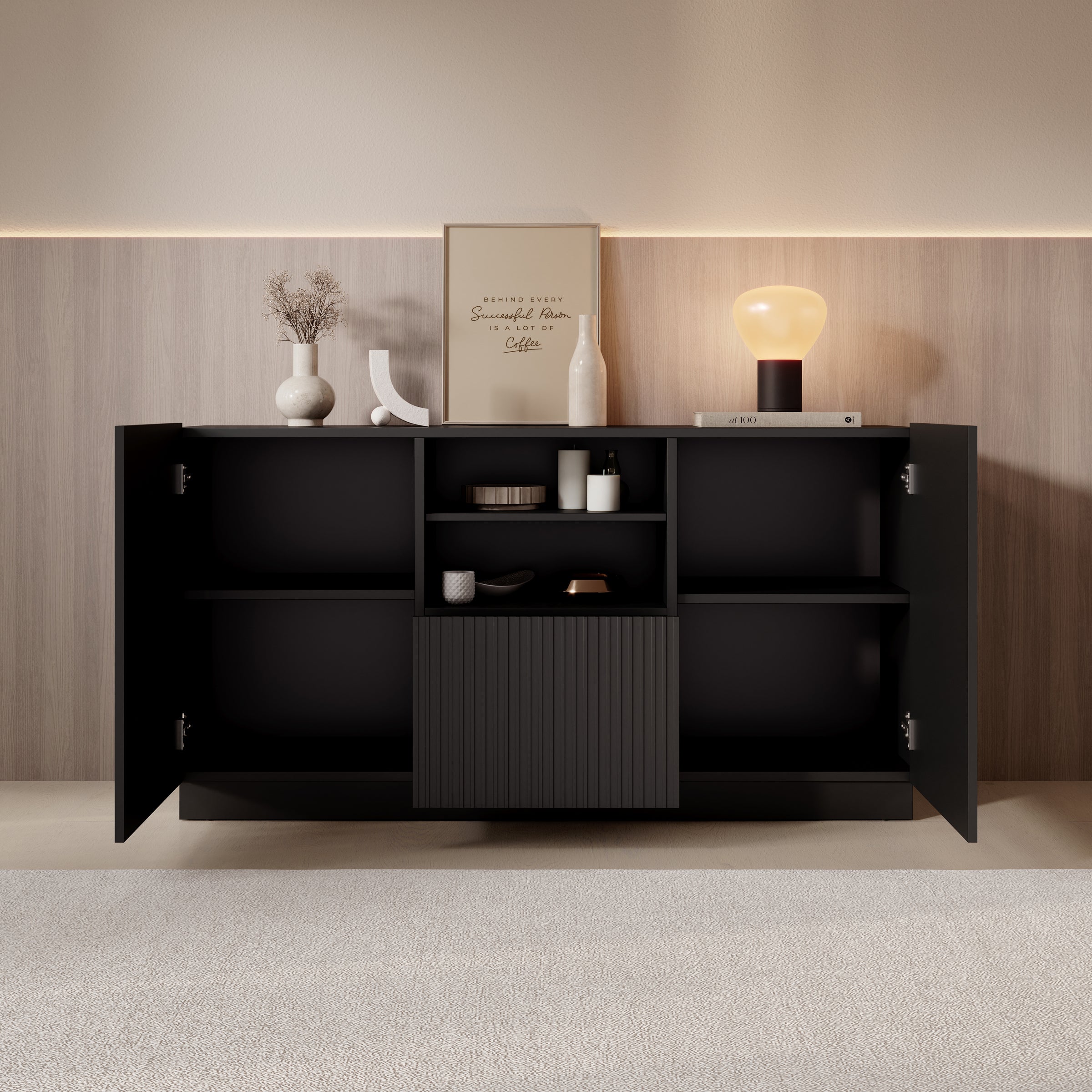 Lucera - Dressoir - Zwart - 150x42x78 cm