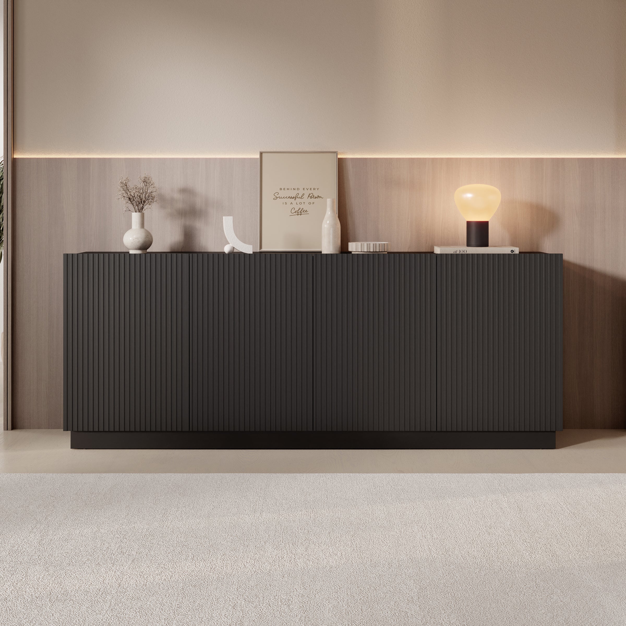 Lucera - Dressoir - Zwart - 200x42x78 cm