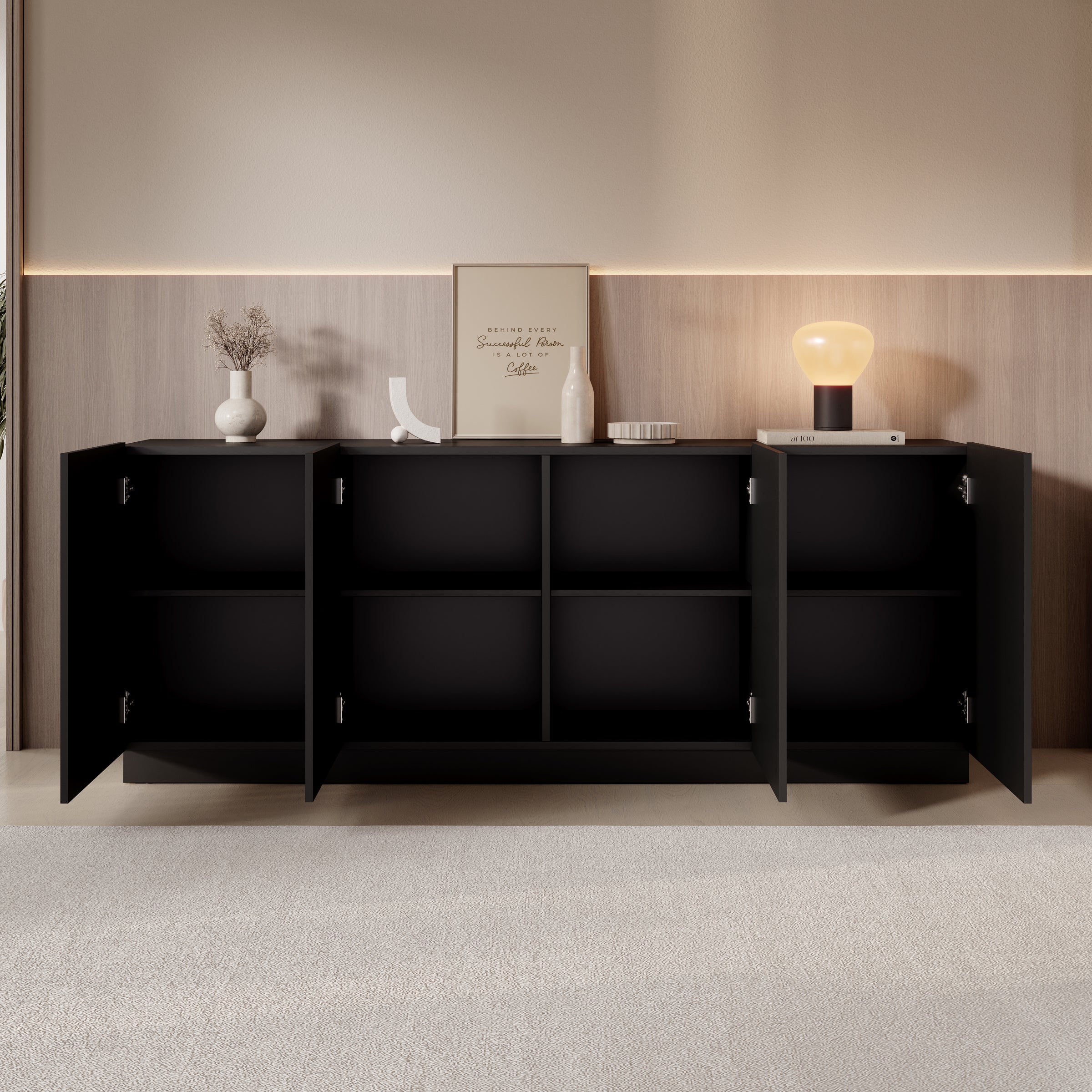 Lucera - Dressoir - Zwart - 200x42x78 cm