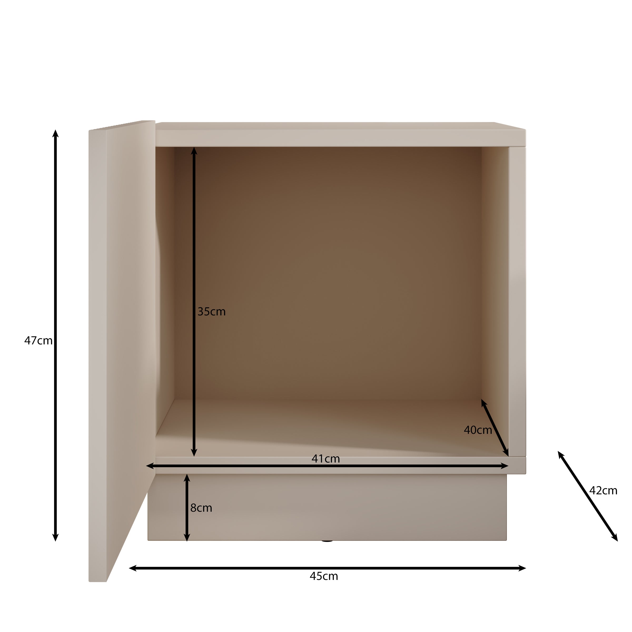 Lucera - Nachtkastje - Beige - 45x42x47 cm
