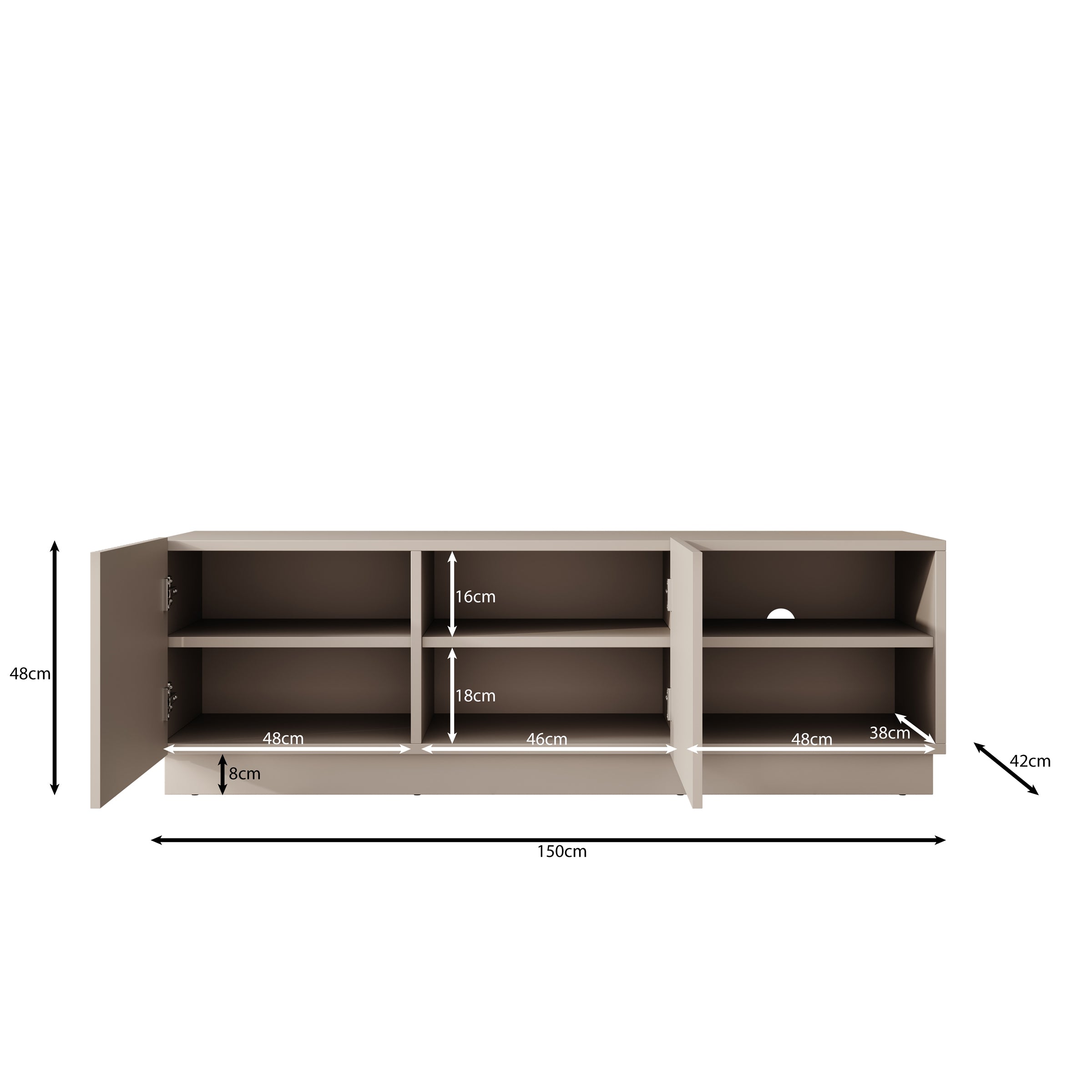 Lucera - TV-Meubel - Beige - 150x42x48 cm