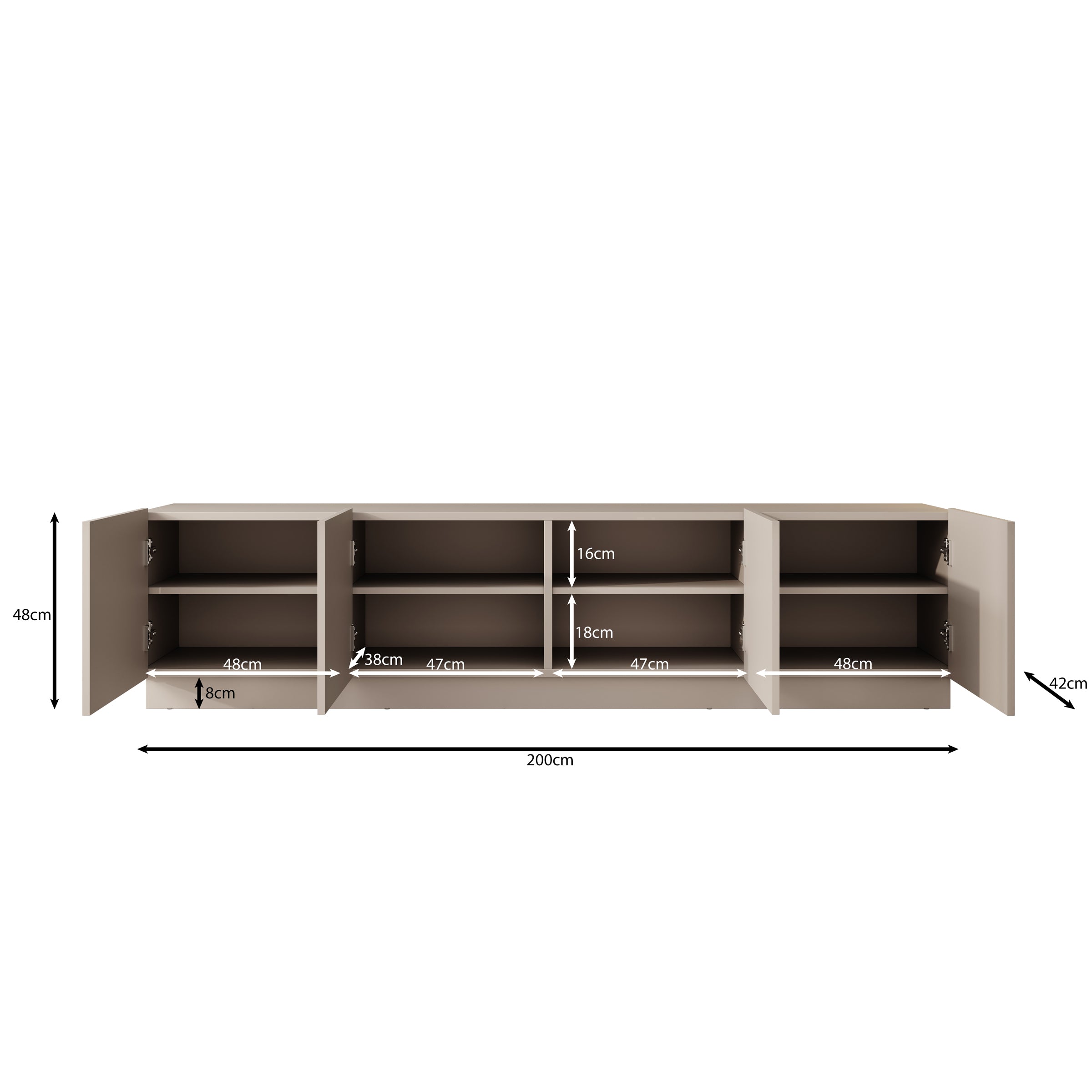 Lucera - TV-Meubel - Beige - 200x42x48 cm