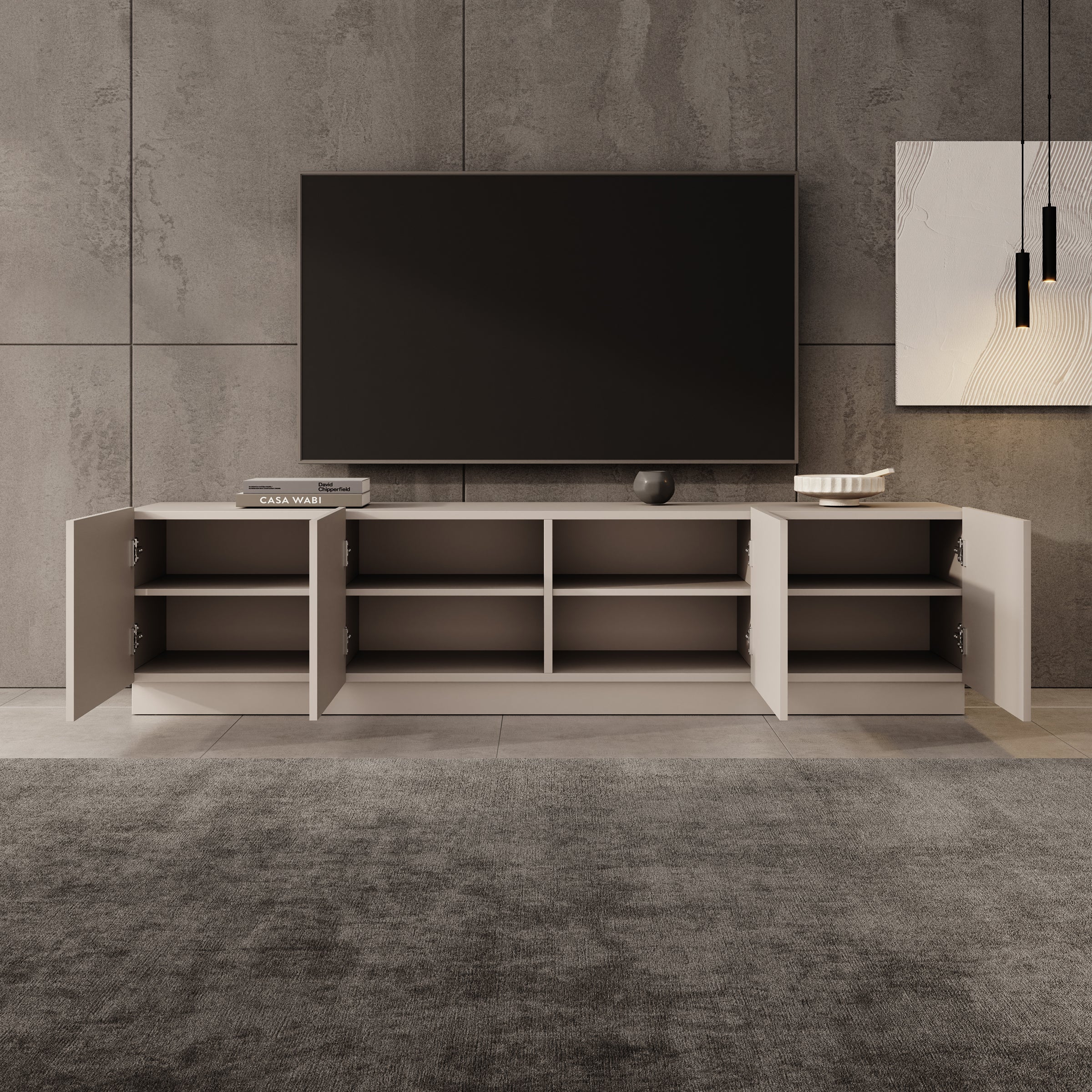 Lucera - TV-Meubel - Beige - 200x42x48 cm