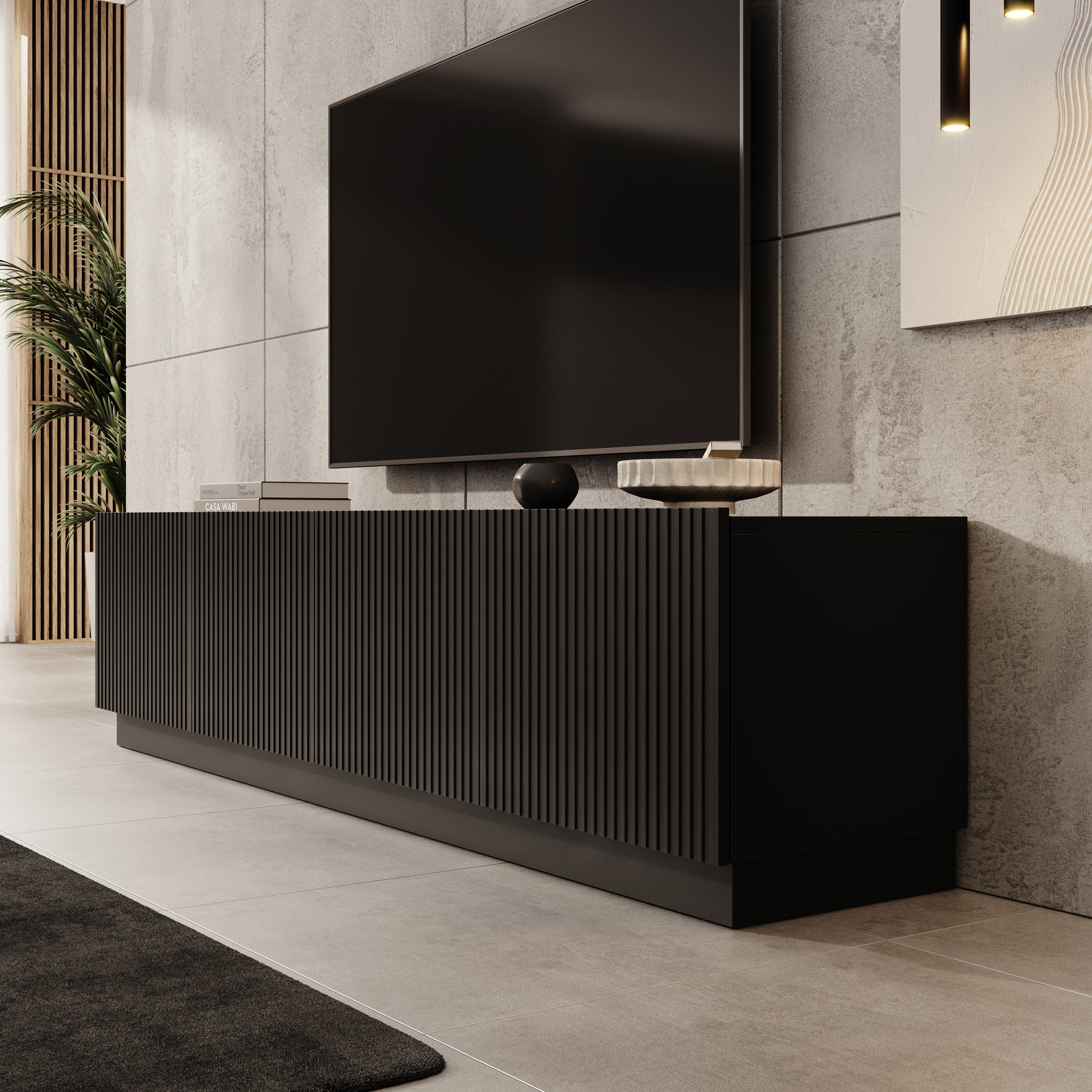 Lucera - TV-Meubel - Zwart - 200x42x48 cm