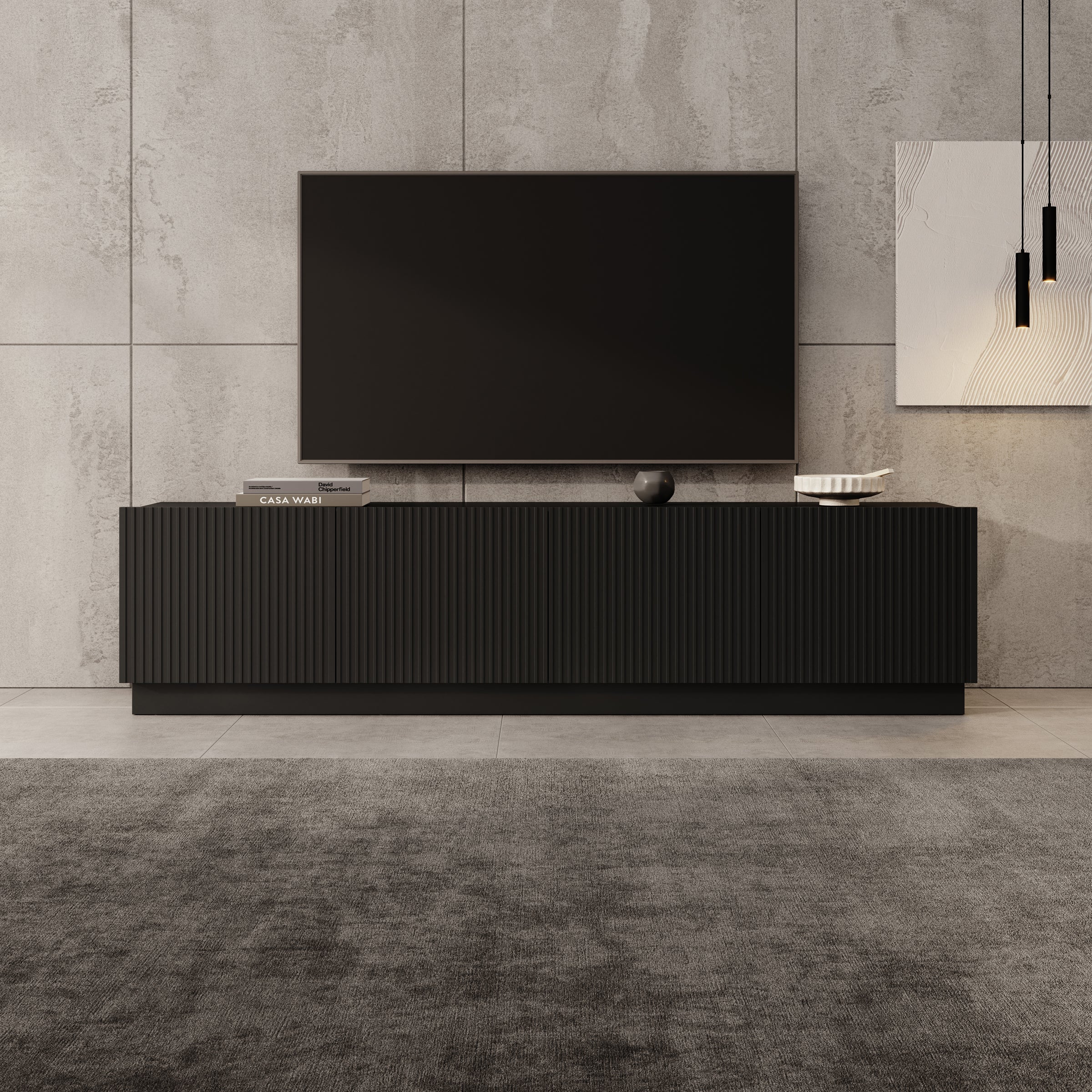 Lucera - TV-Meubel - Zwart - 200x42x48 cm