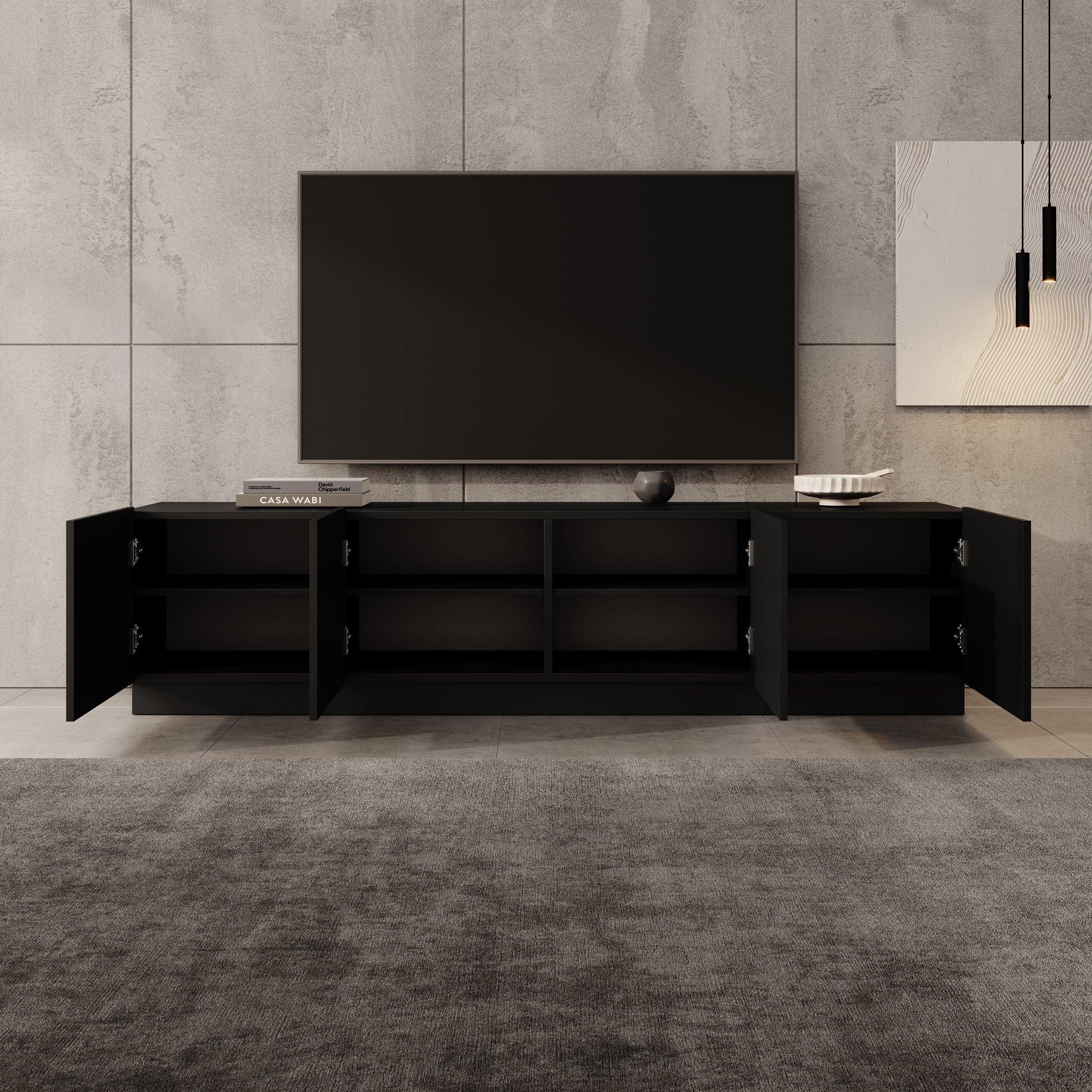 Lucera - TV-Meubel - Zwart - 200x42x48 cm