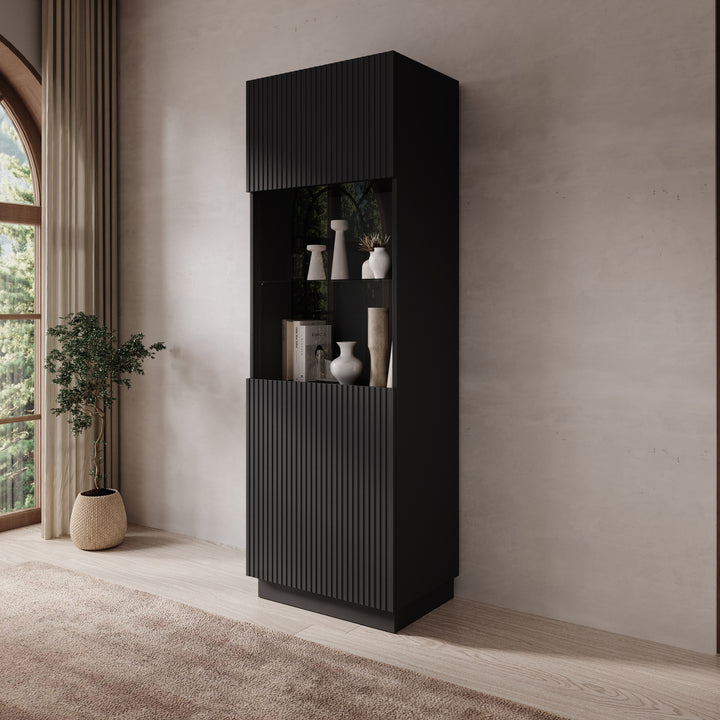 Lucera - Vitrinekast - Zwart - 60x42x178 cm