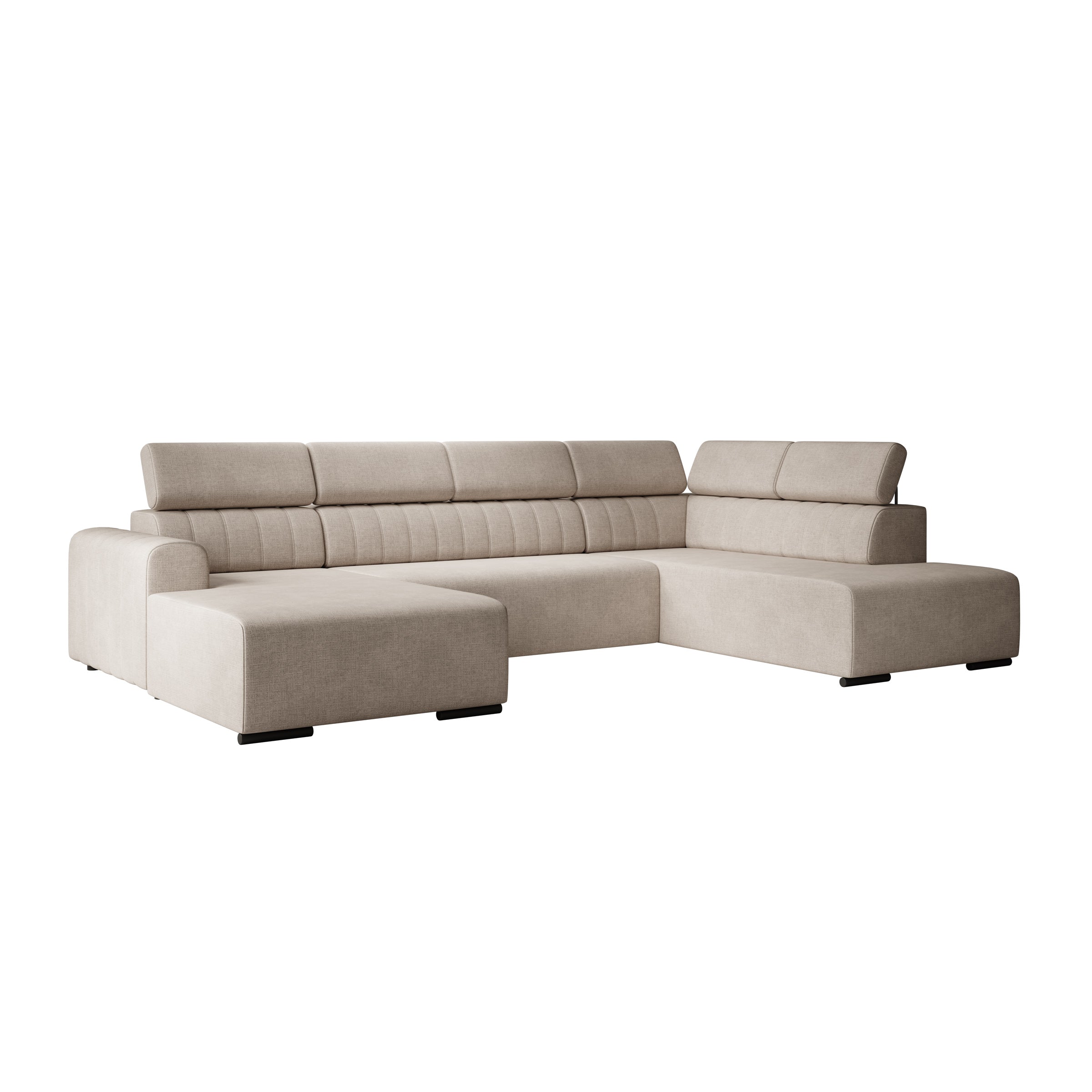Lumae - Hoekbank 6-zits met chaise longue - Stof beige - Links