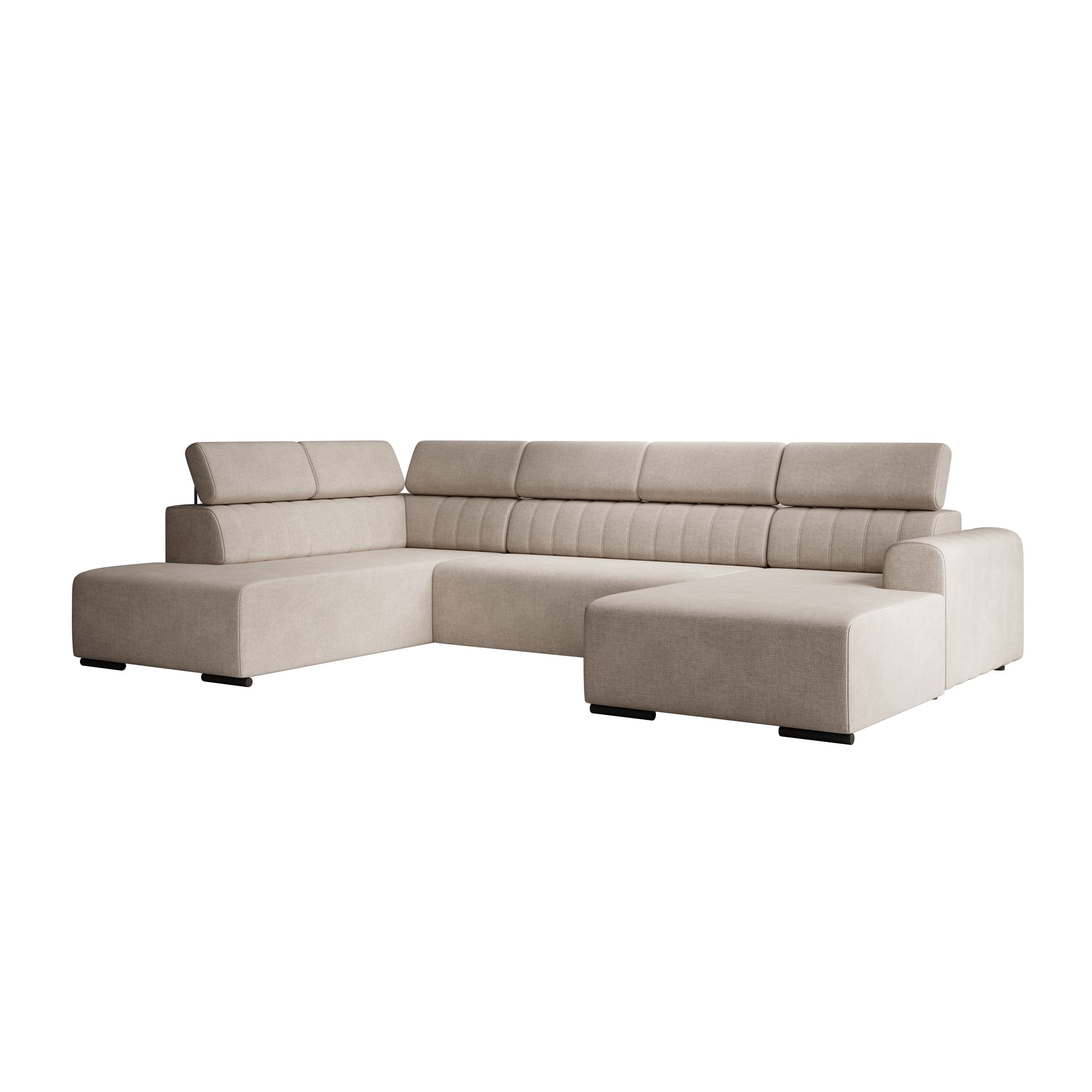 Lumae - Hoekbank 6-zits met chaise longue - Stof beige - Rechts