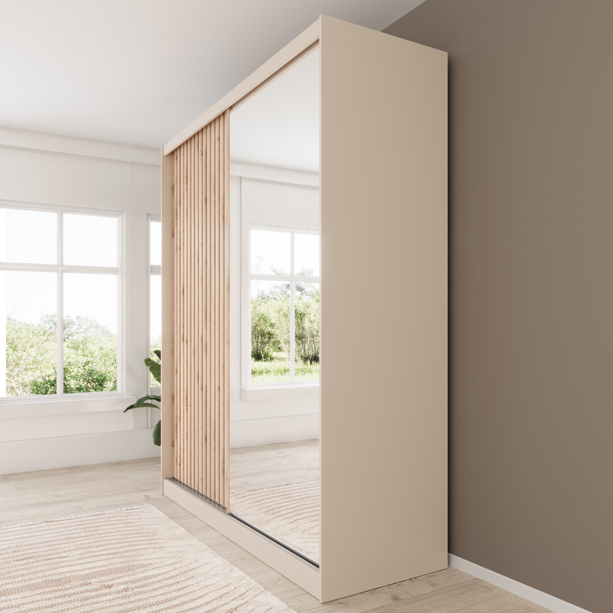 Lumivera - Kledingkast met schuifdeuren - Beige - 203x60x215