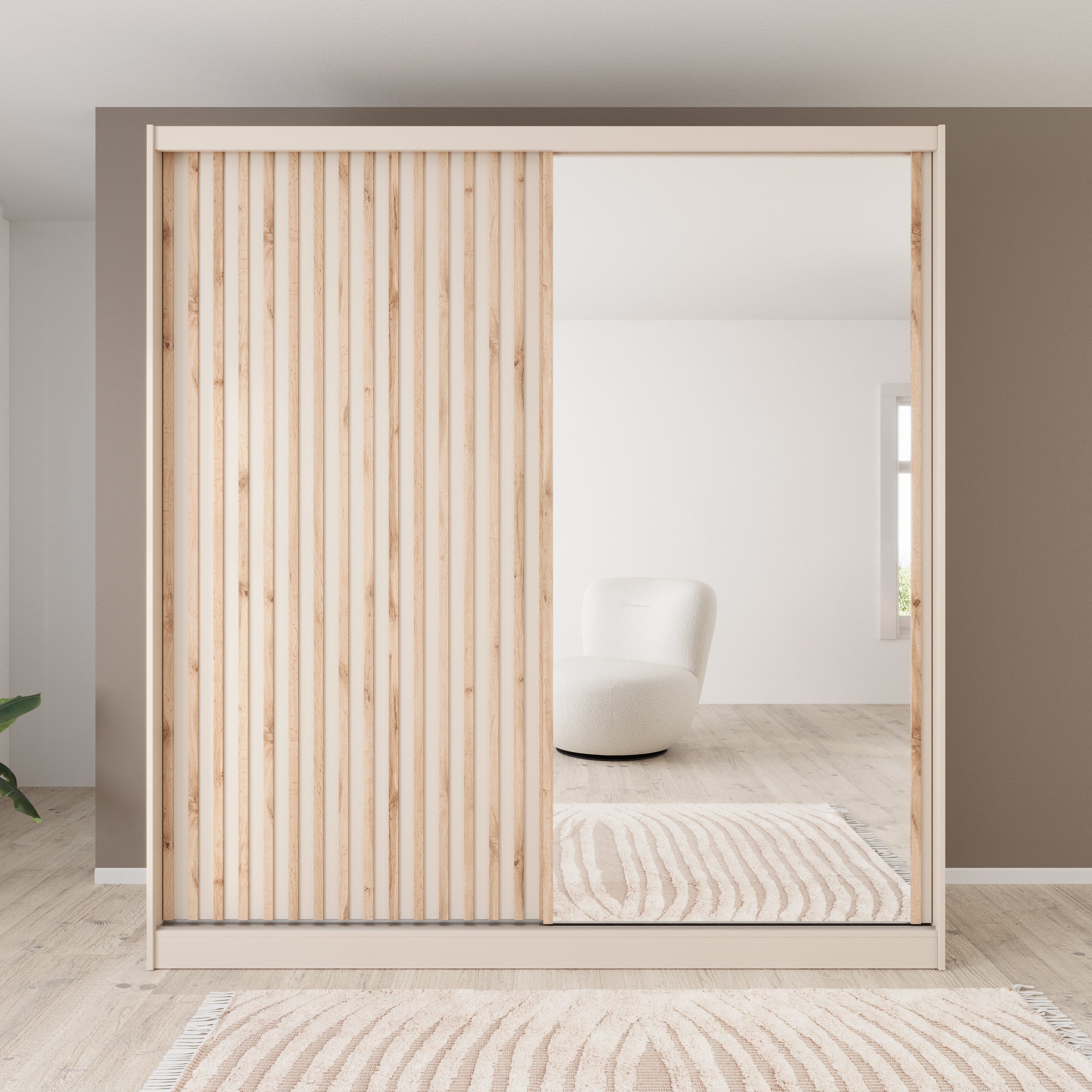 Lumivera - Kledingkast met schuifdeuren - Beige - 203x60x215