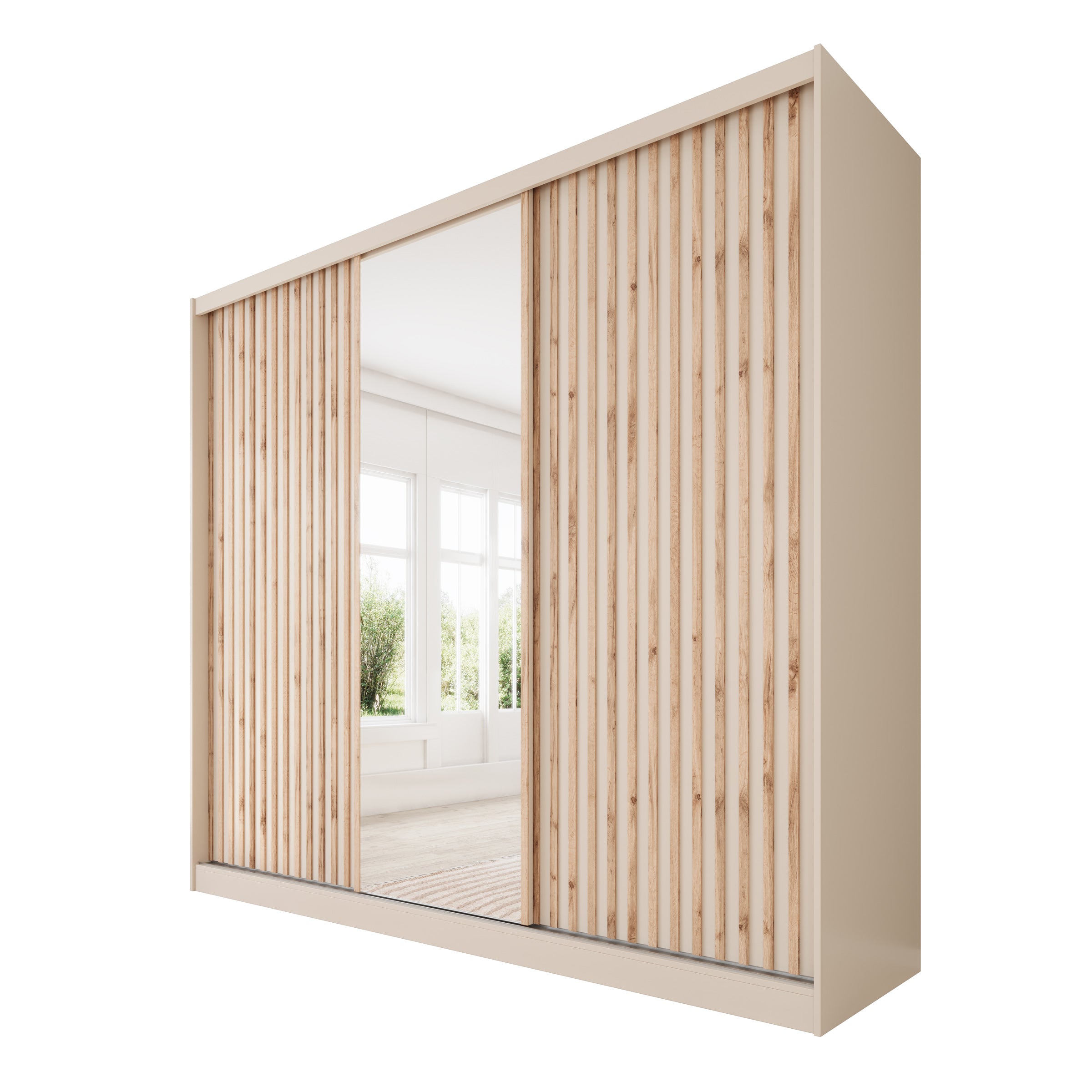 Lumivera - Kledingkast met schuifdeuren - Beige - 250x60x215