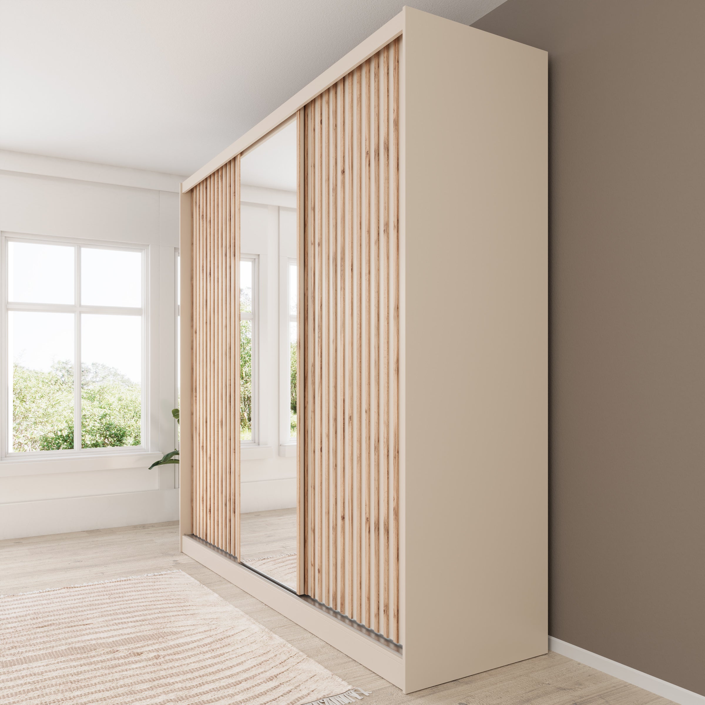 Lumivera - Kledingkast met schuifdeuren - Beige - 250x60x215