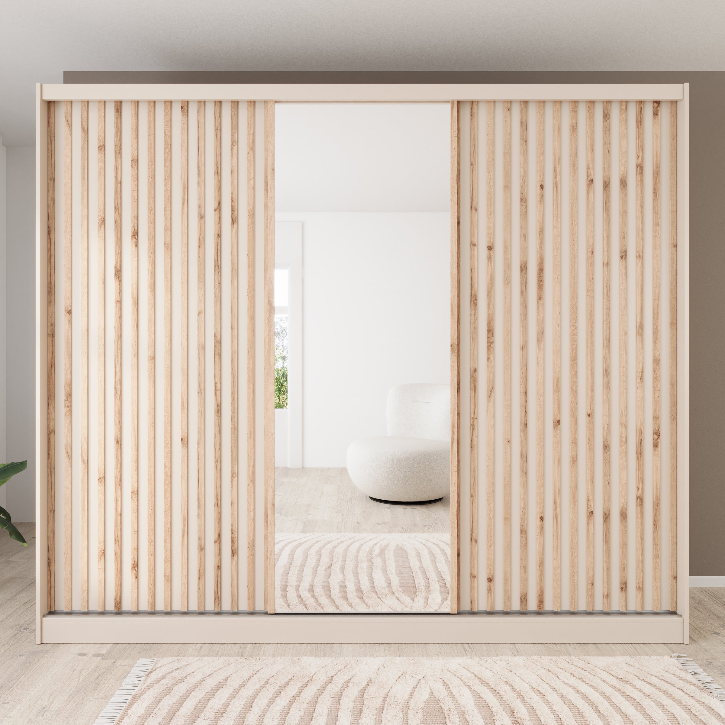 Lumivera - Kledingkast met schuifdeuren - Beige - 250x60x215