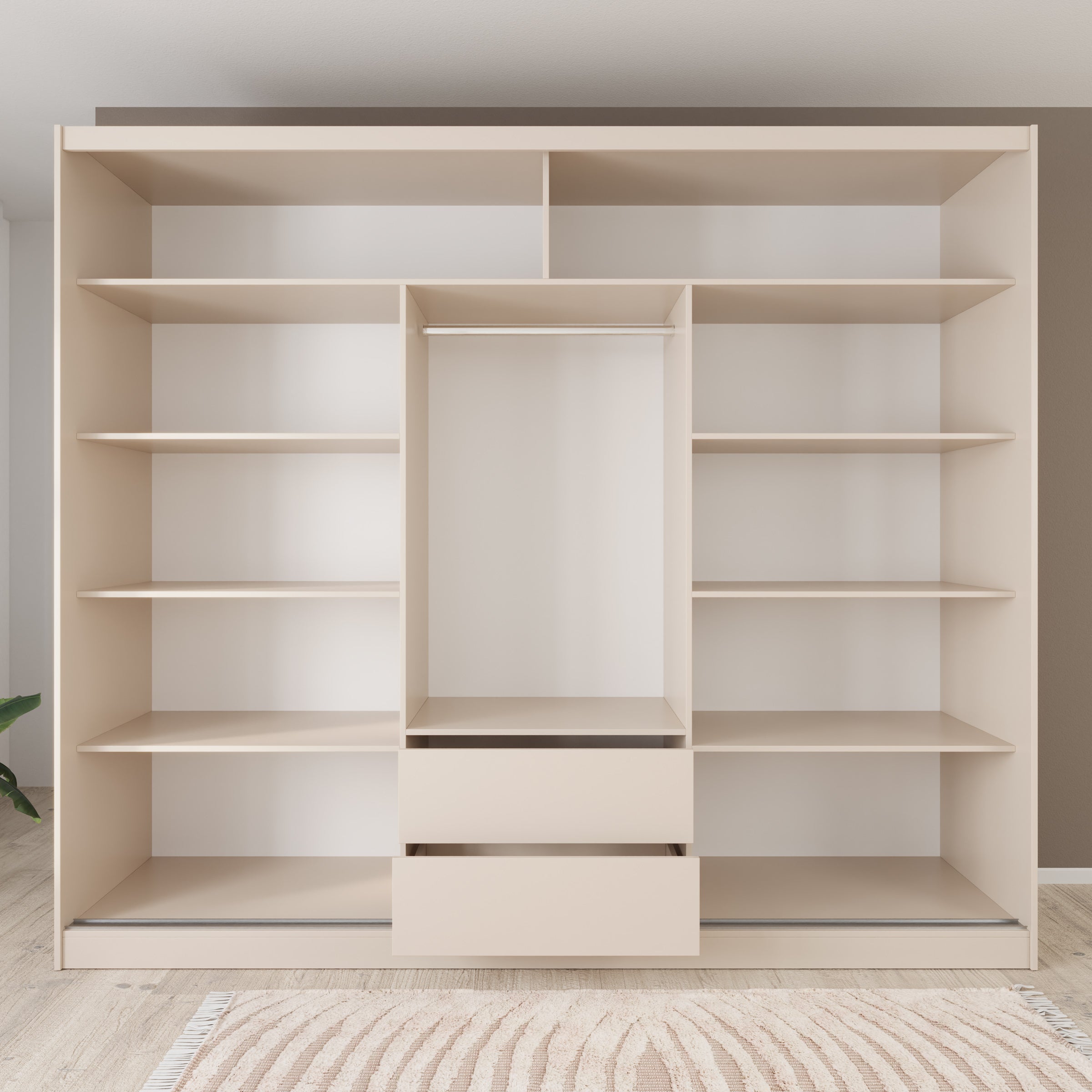Lumivera - Kledingkast met schuifdeuren - Beige - 250x60x215