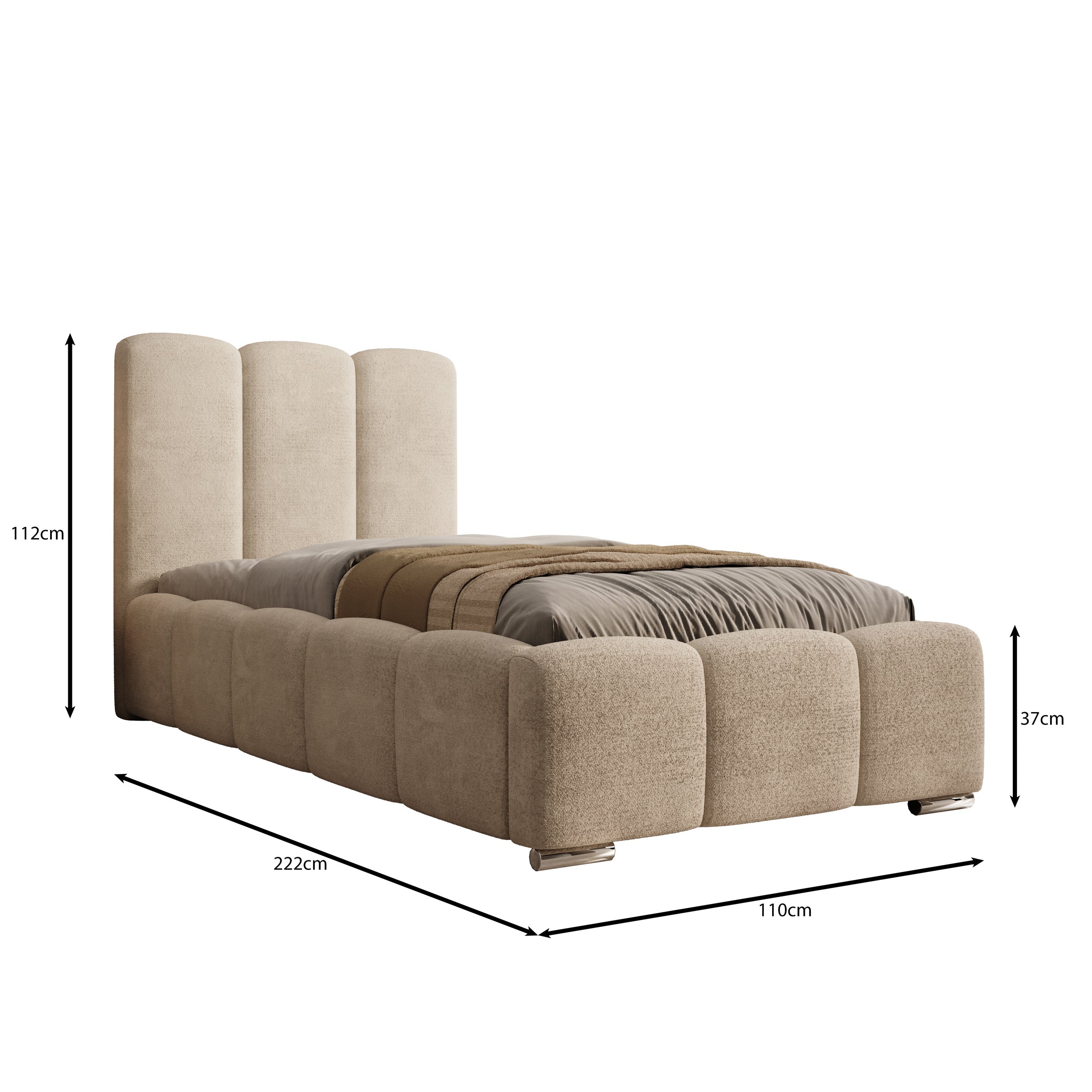 Lumo - Eenpersoonsbed met opbergruimte - Teddystof beige - 90x200 cm