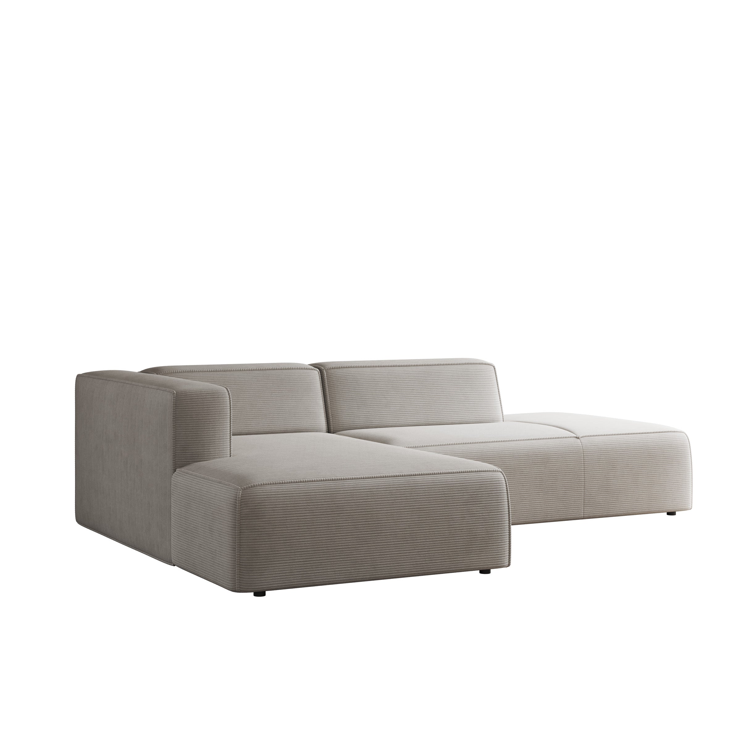 Lumvar - Hoekbank 3-zits met chaise longue - Ribstof beige - Links