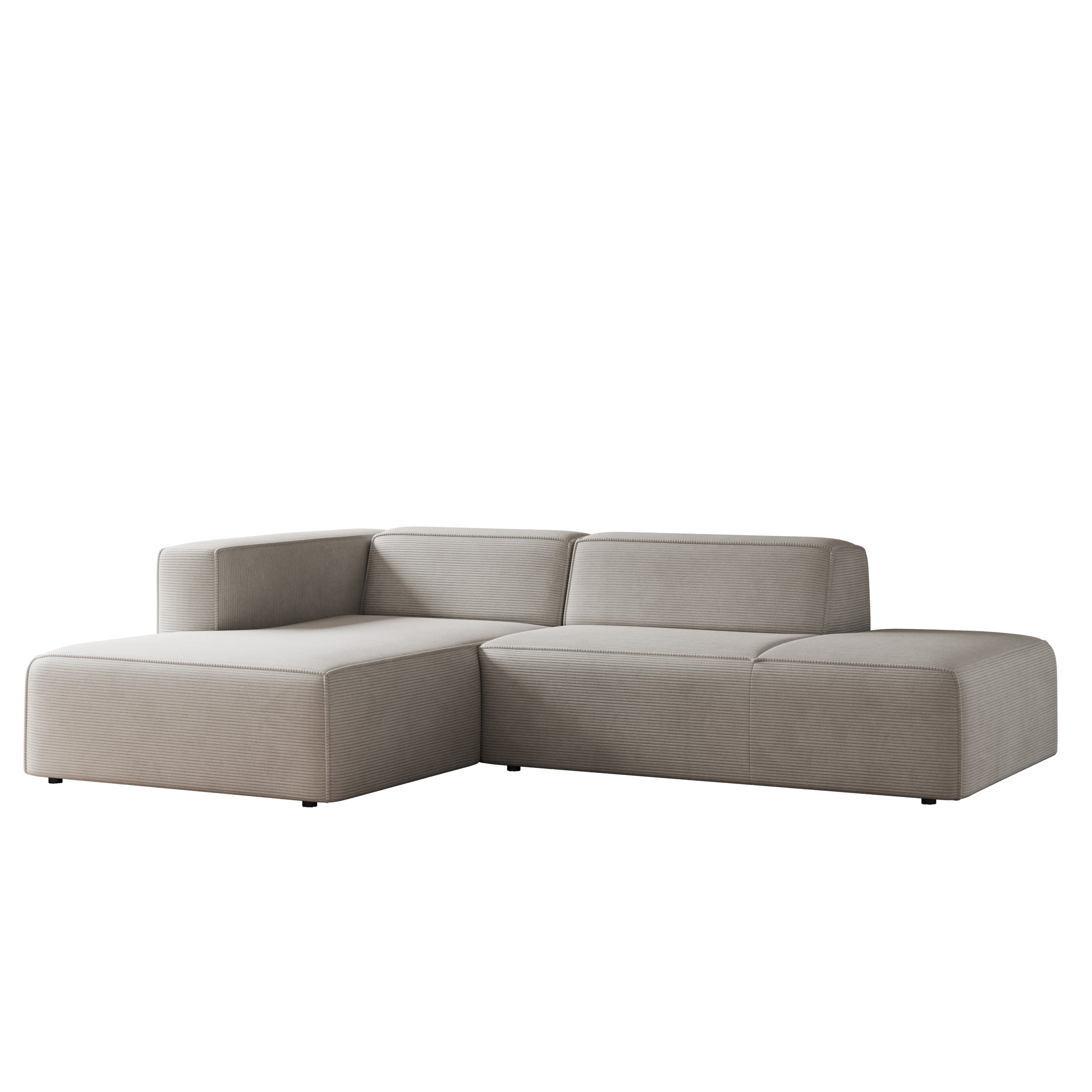 Lumvar - Hoekbank 3-zits met chaise longue - Ribstof beige - Links