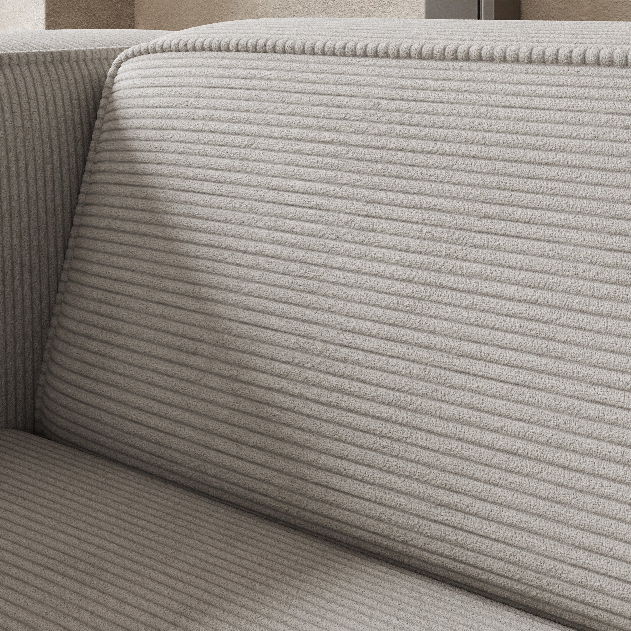 Lumvar - Hoekbank 3-zits met chaise longue - Ribstof beige - Links