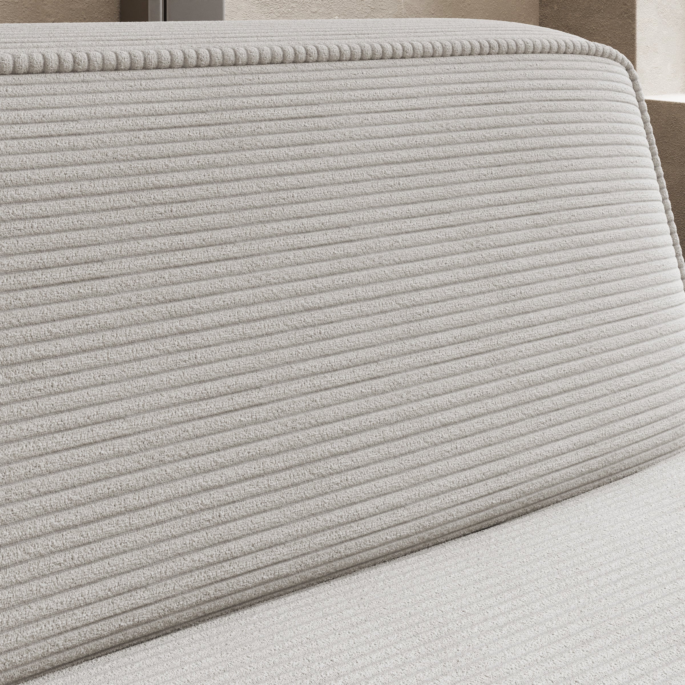 Lumvar - Hoekbank 3-zits met chaise longue - Ribstof beige - Links