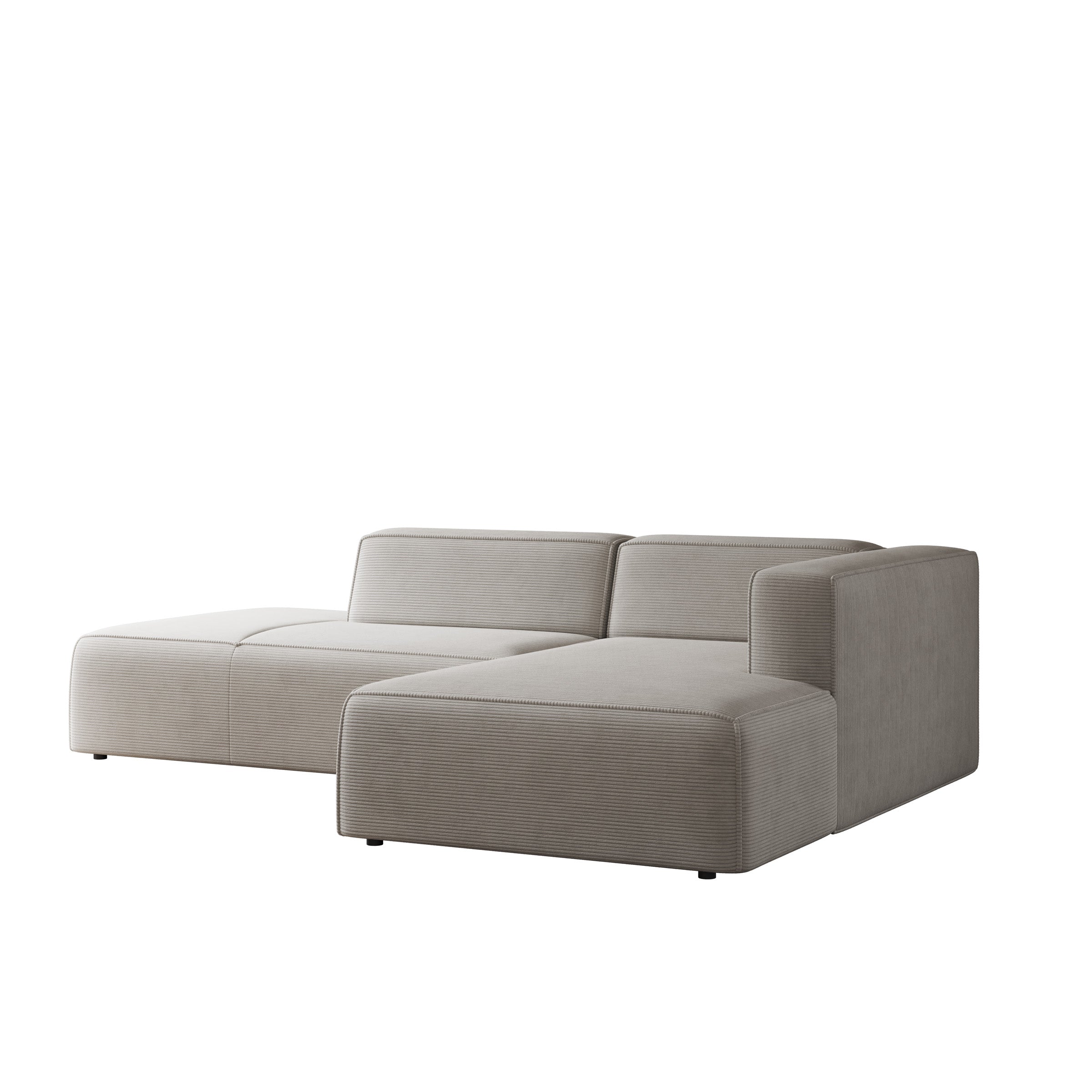 Lumvar - Hoekbank 3-zits met chaise longue - Ribstof beige - Rechts