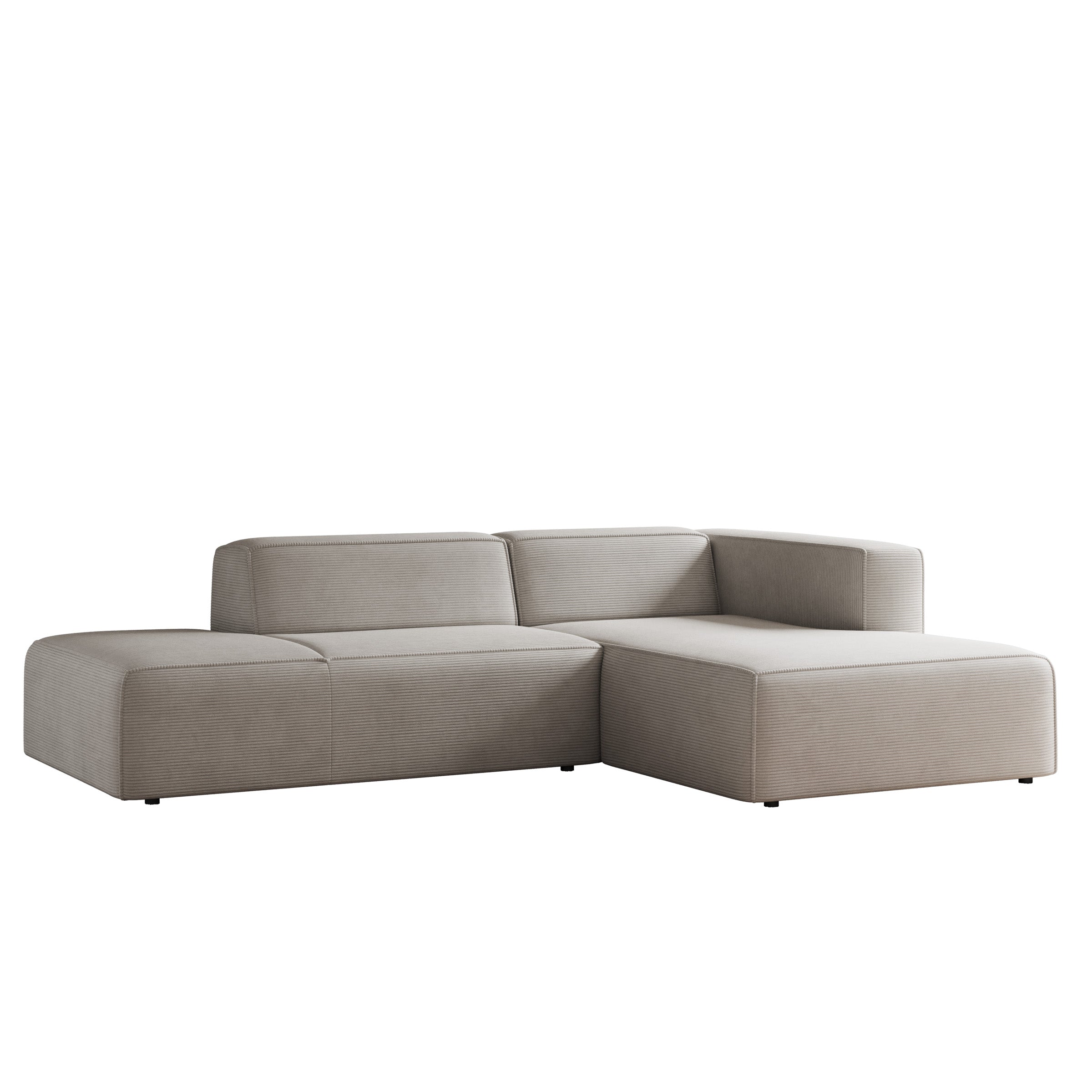 Lumvar - Hoekbank 3-zits met chaise longue - Ribstof beige - Rechts