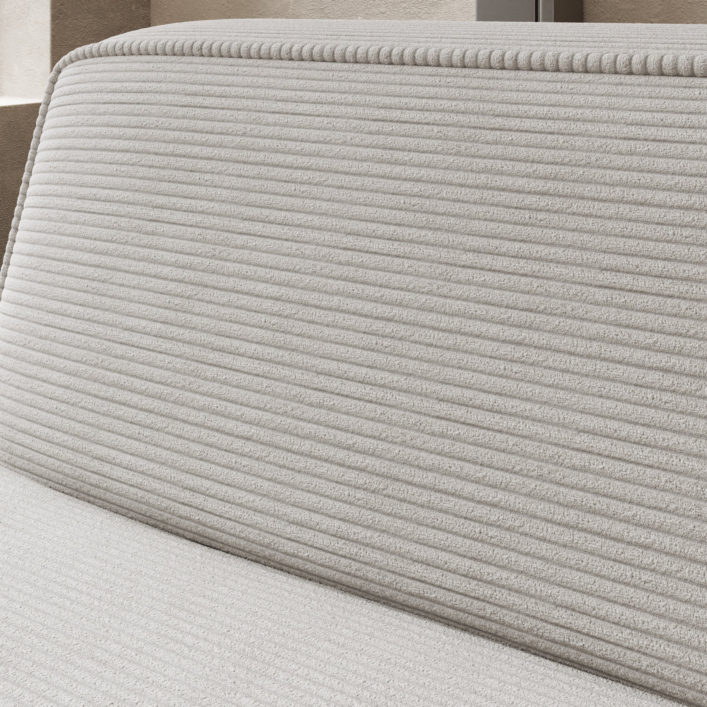 Lumvar - Hoekbank 3-zits met chaise longue - Ribstof beige - Rechts