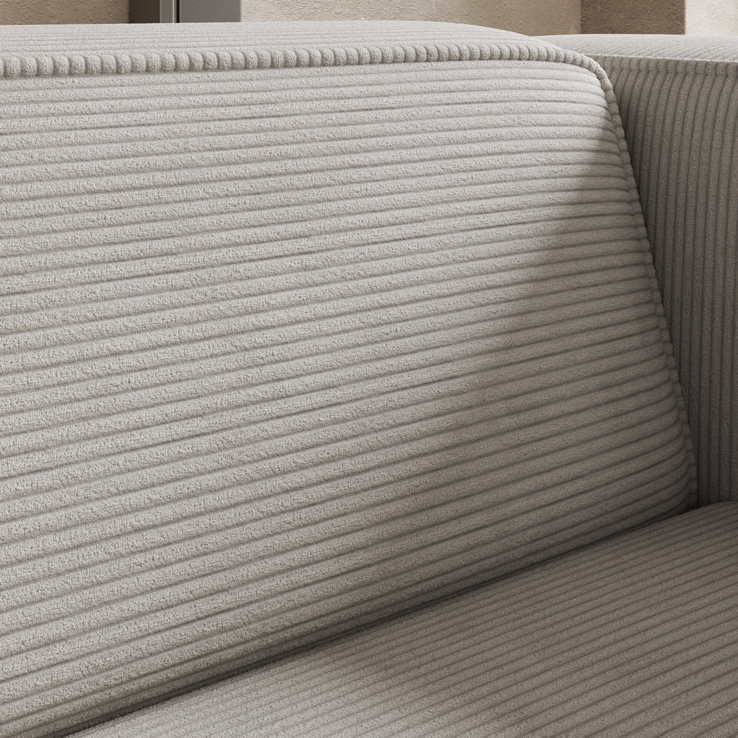 Lumvar - Hoekbank 3-zits met chaise longue - Ribstof beige - Rechts