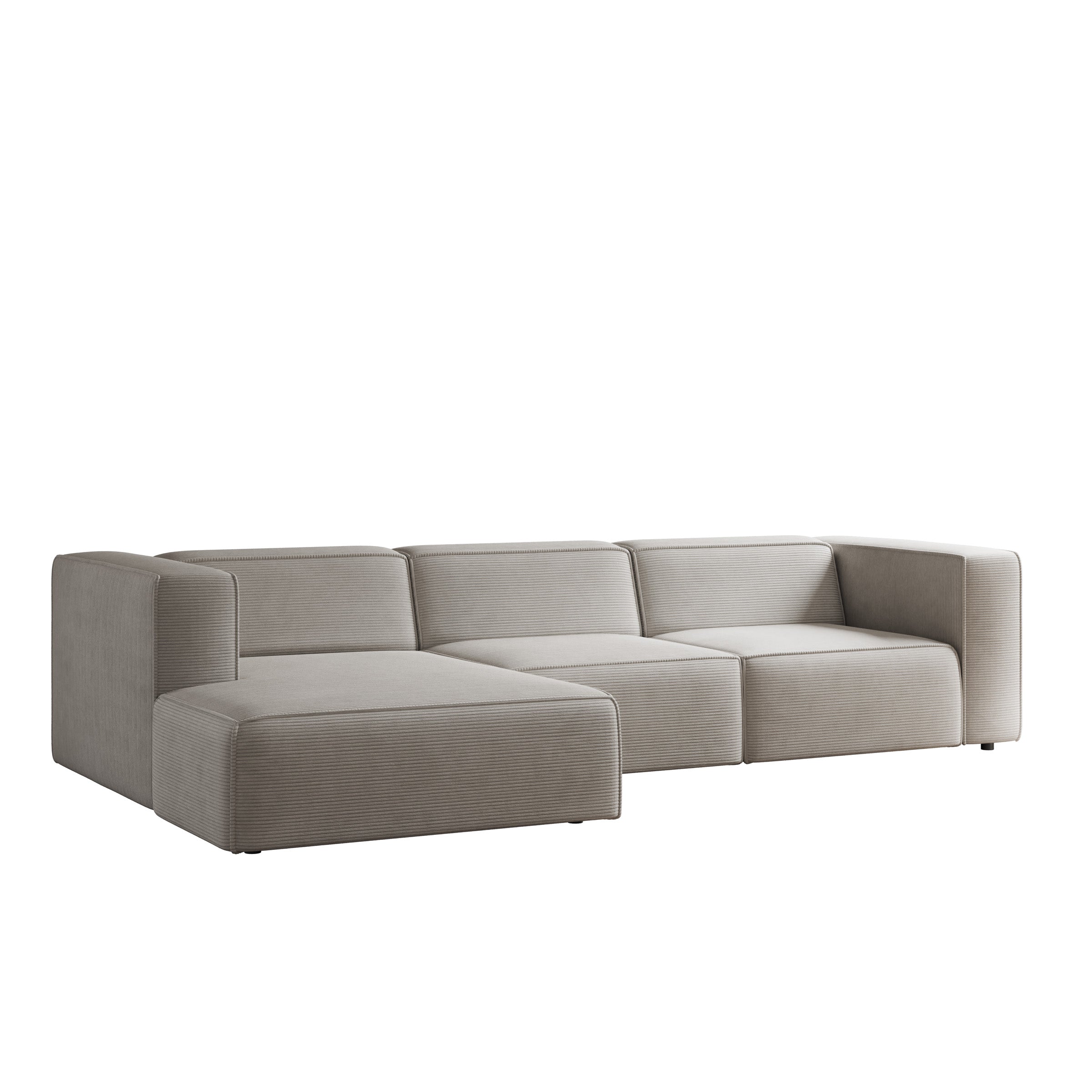 Lumvar L - Hoekbank 4-zits met chaise longue - Ribstof beige - Links