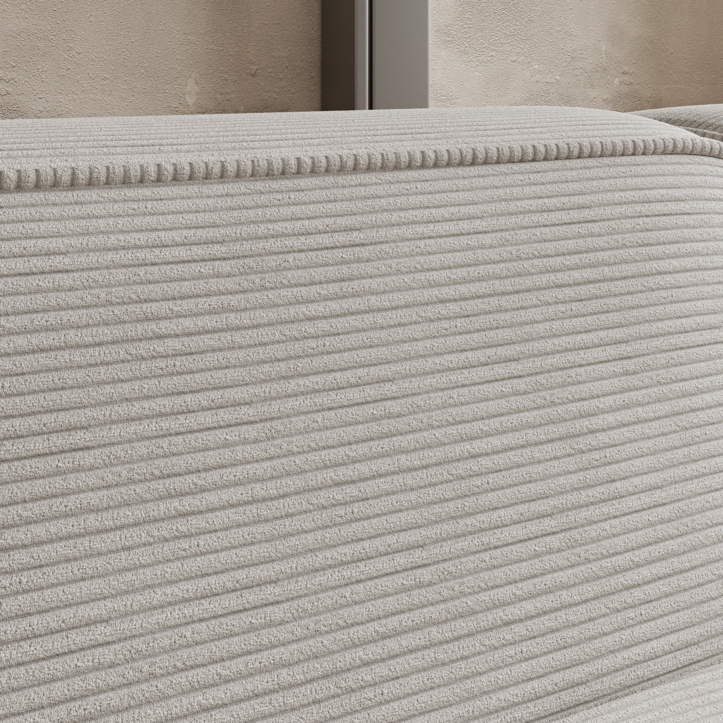 Lumvar L - Hoekbank 4-zits met chaise longue - Ribstof beige - Links