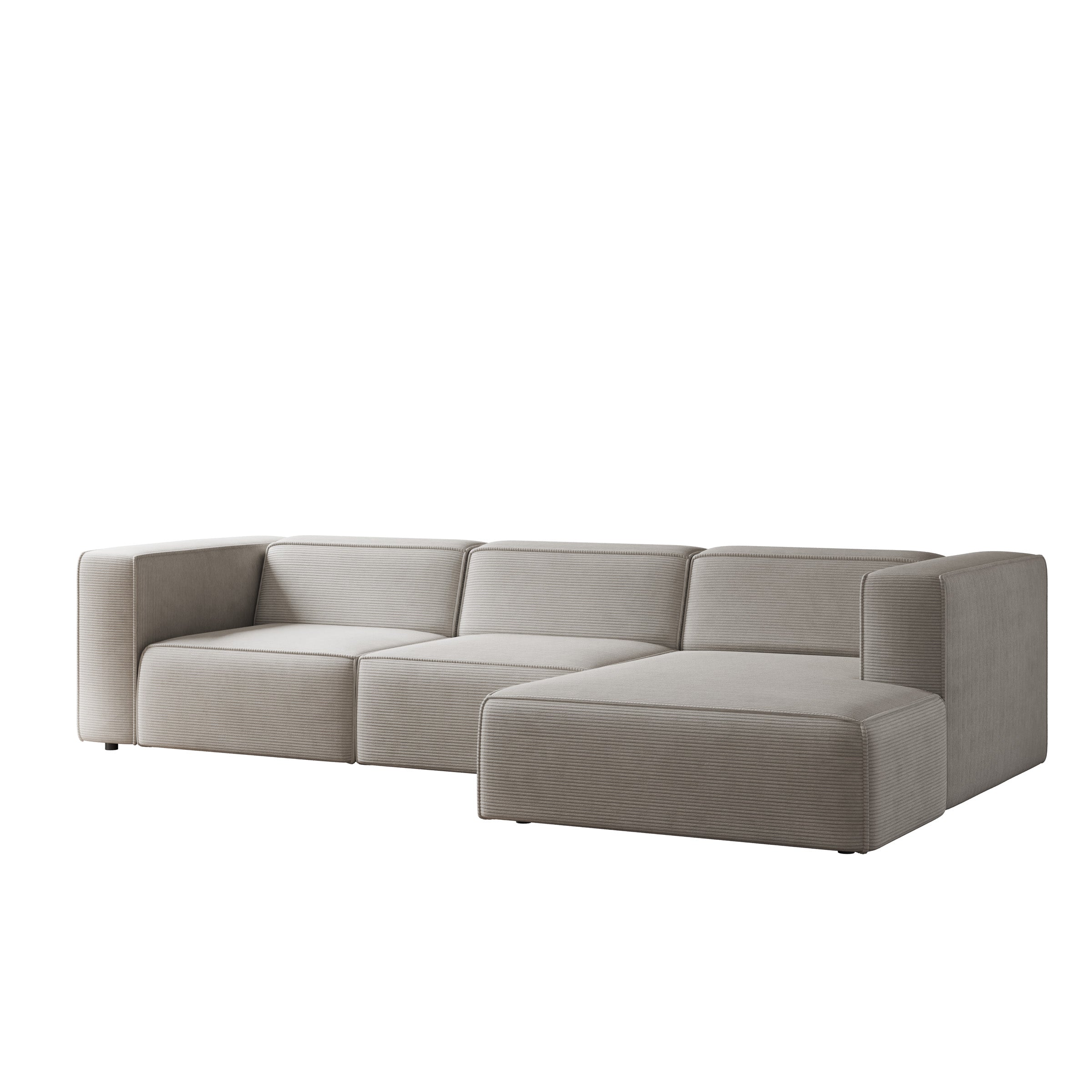 Lumvar L - Hoekbank 4-zits met chaise longue - Ribstof beige - Rechts