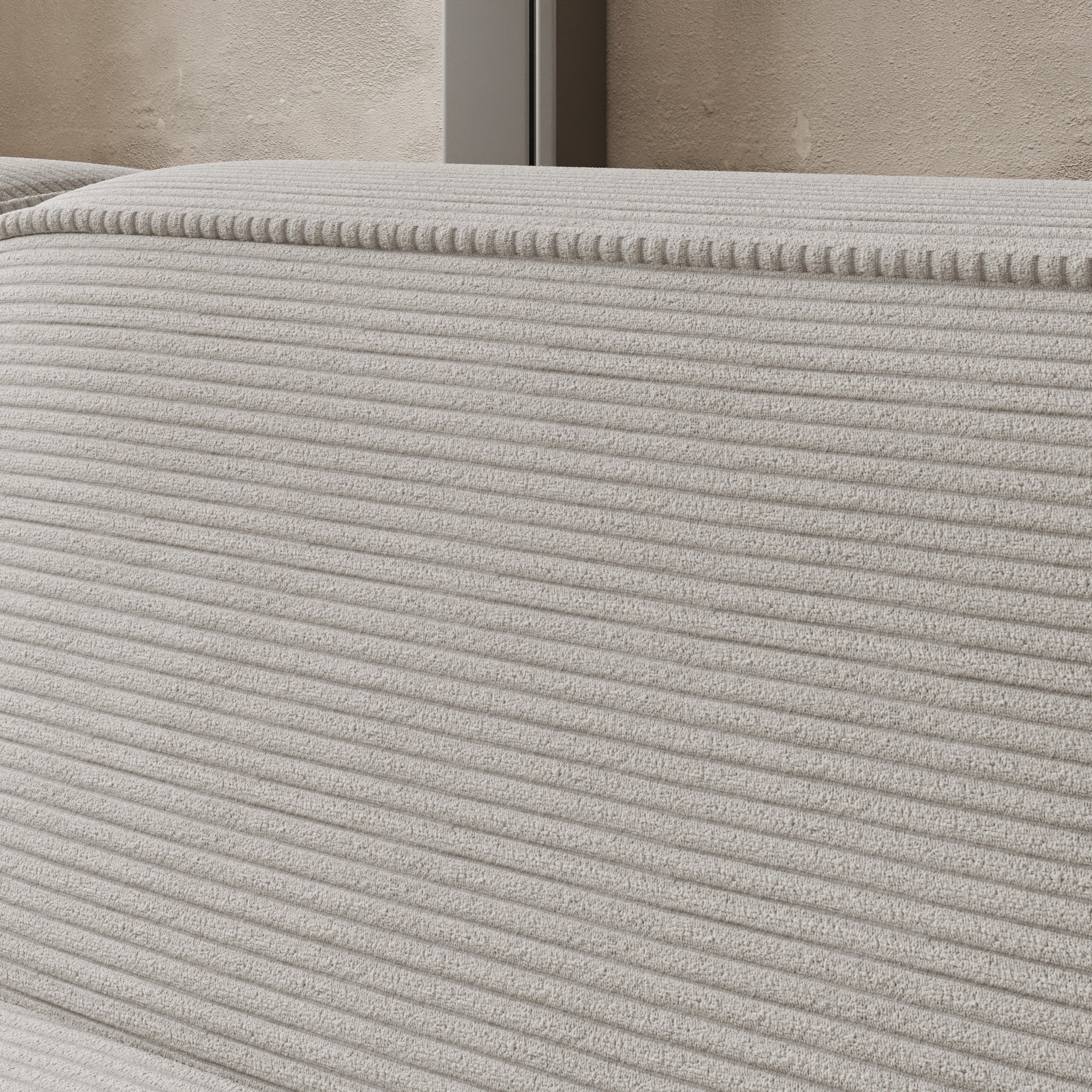 Lumvar L - Hoekbank 4-zits met chaise longue - Ribstof beige - Rechts