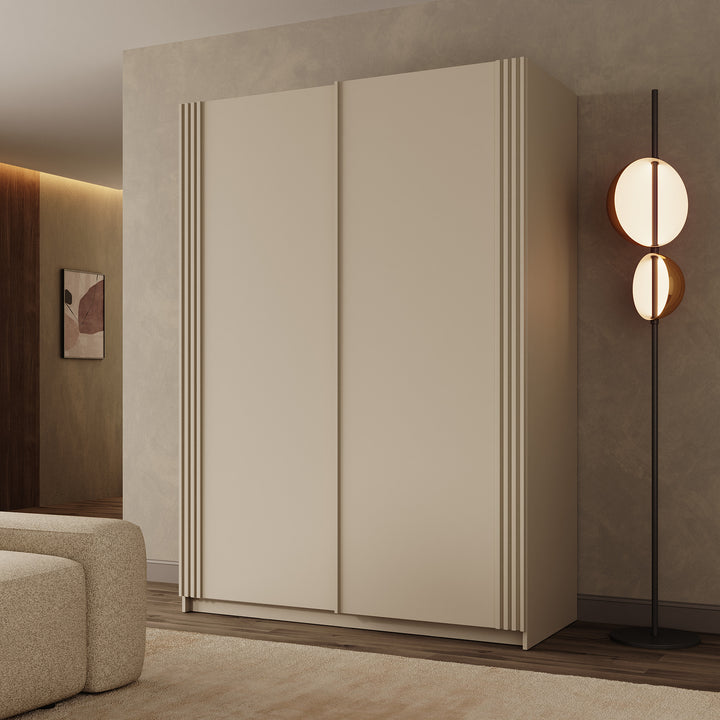 Lurea - Kledingkast met schuifdeuren - Beige - 150x61x210 cm