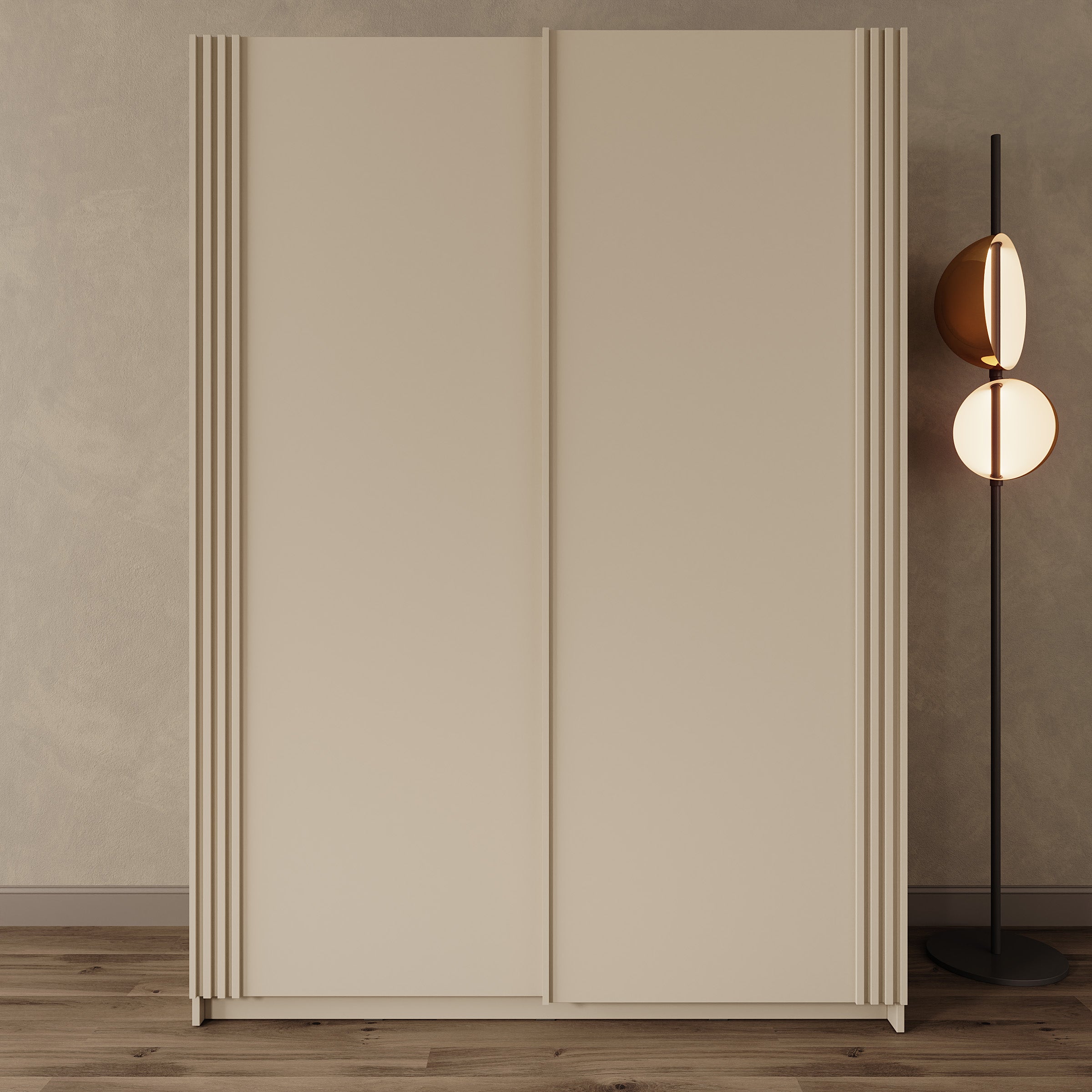 Lurea - Kledingkast met schuifdeuren - Beige - 150x61x210 cm