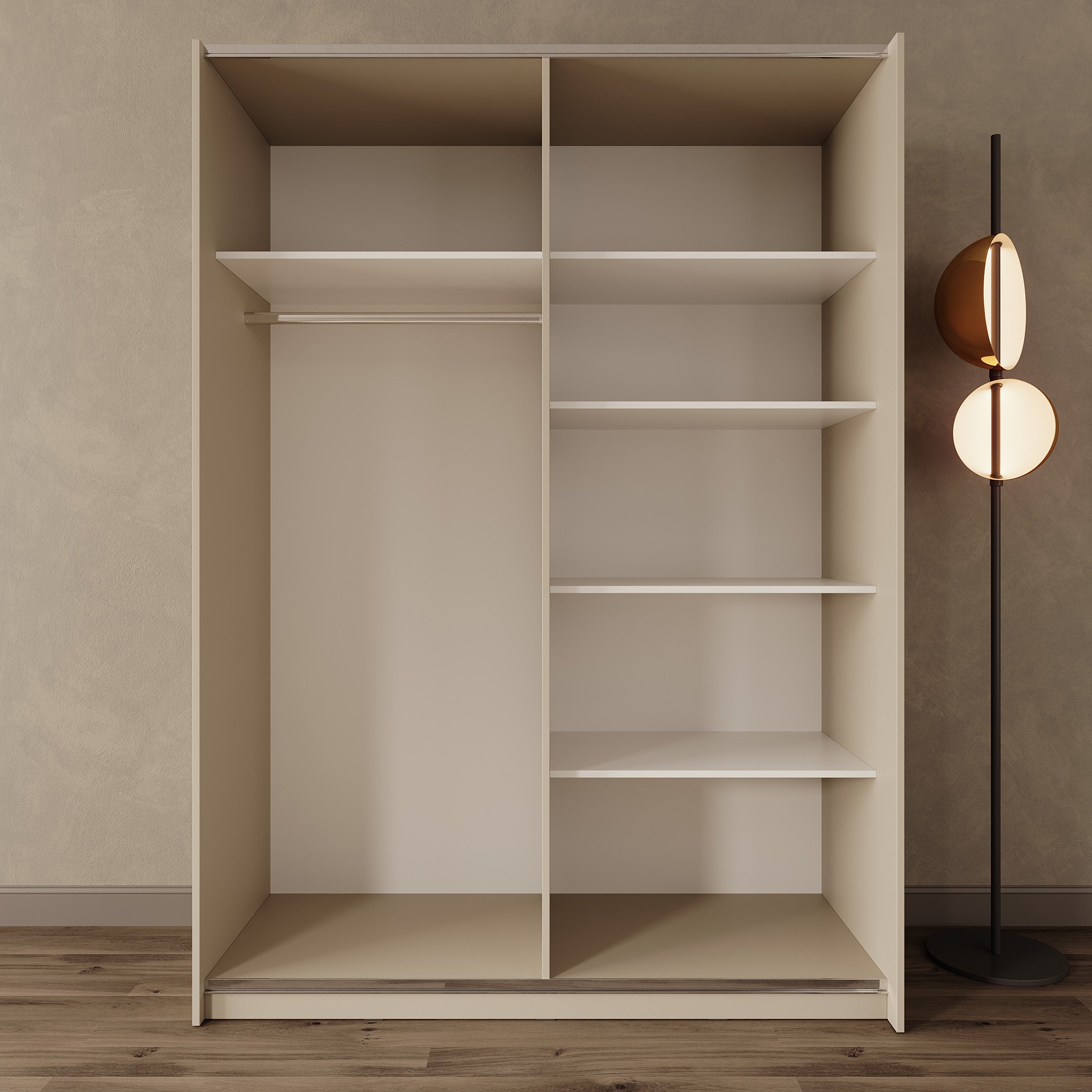 Lurea - Kledingkast met schuifdeuren - Beige - 150x61x210 cm
