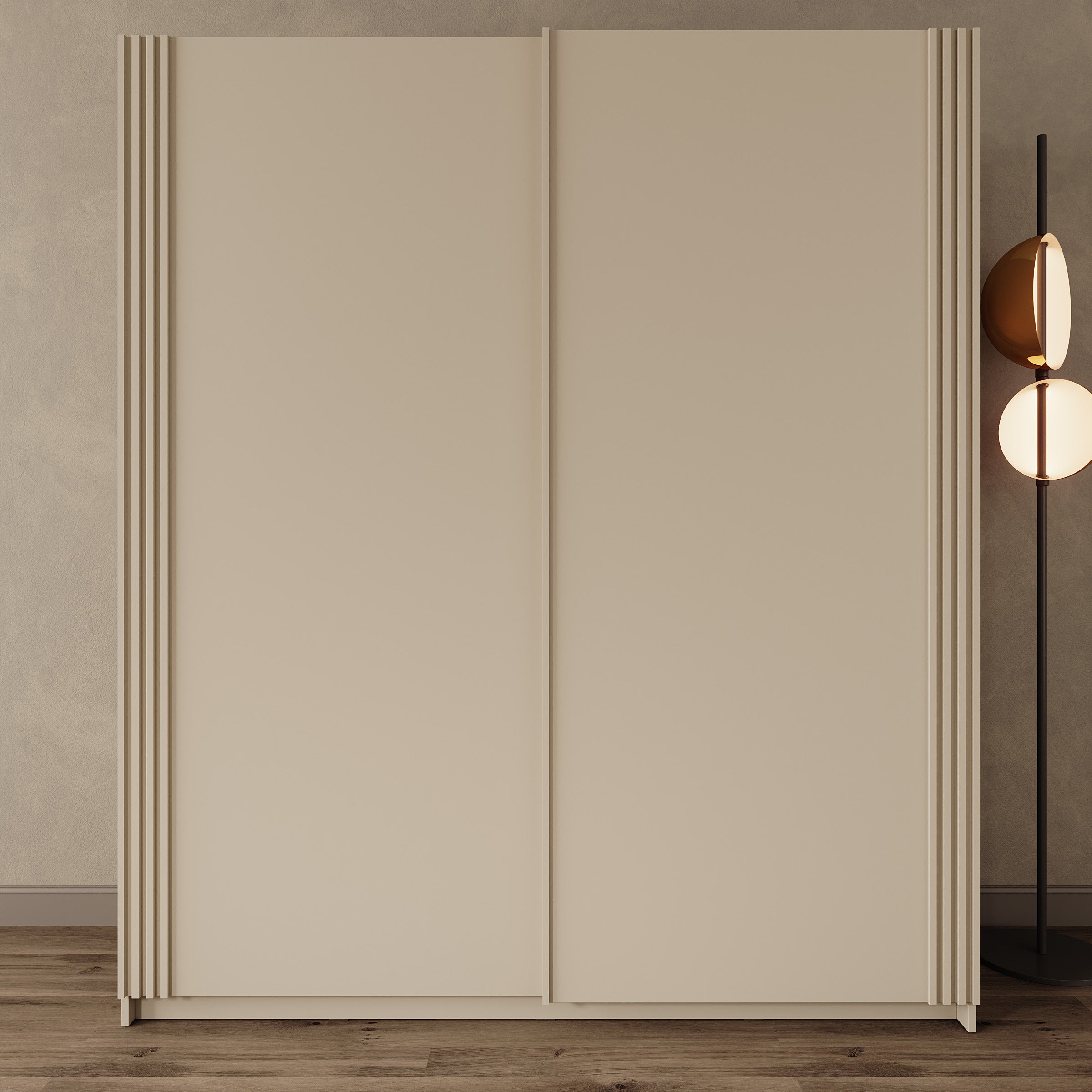 Lurea - Kledingkast met schuifdeuren - Beige - 180x61x210 cm