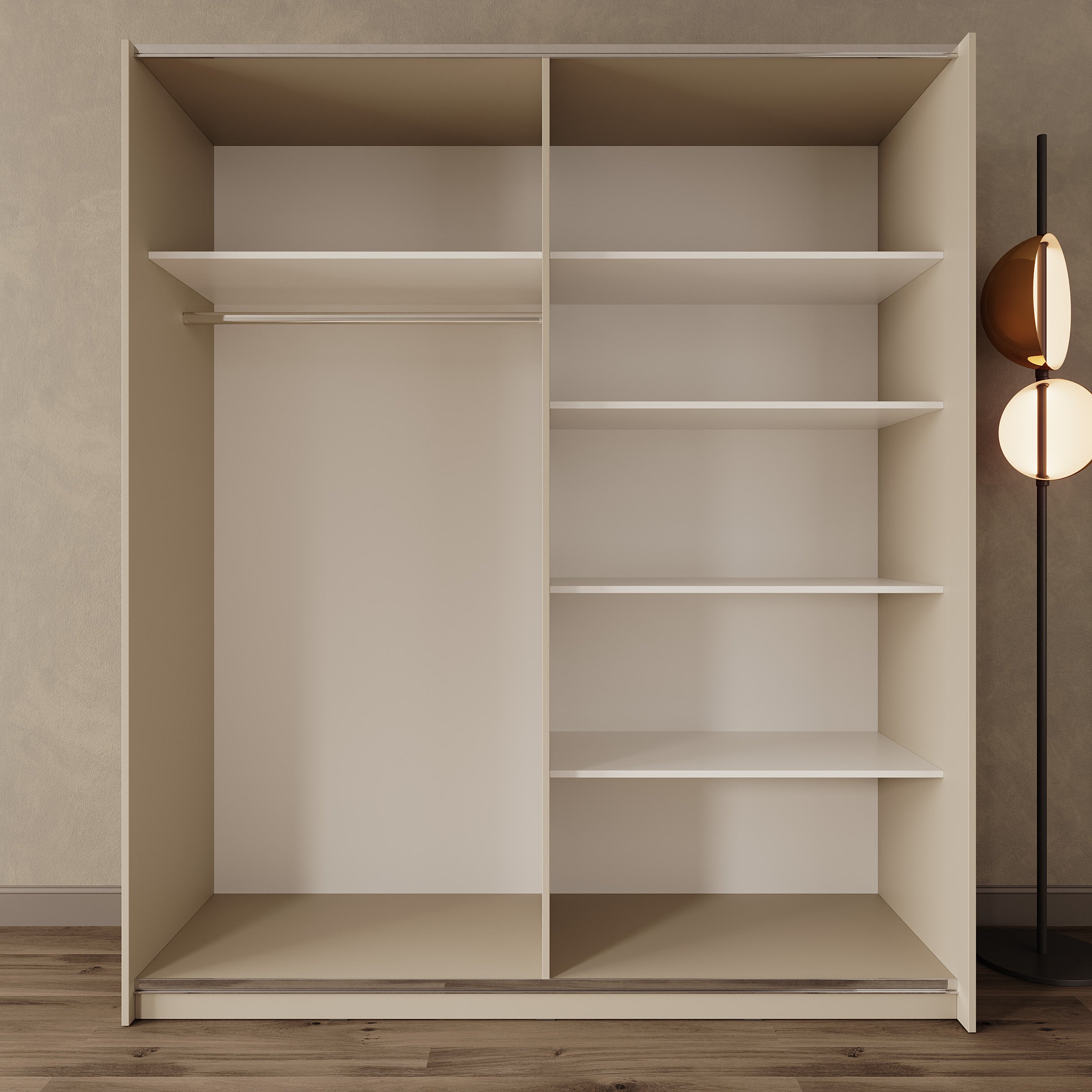 Lurea - Kledingkast met schuifdeuren - Beige - 180x61x210 cm