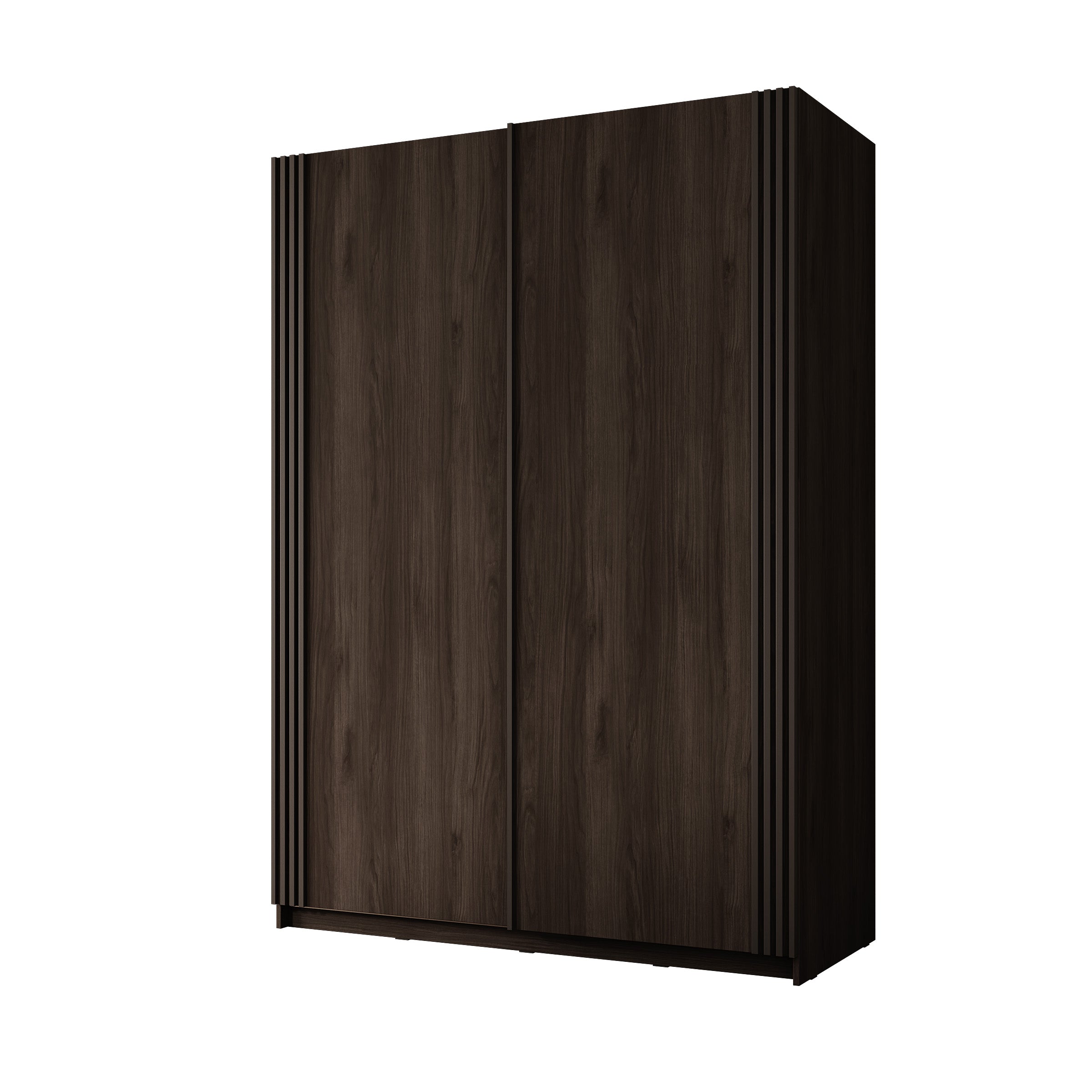 Lurea - Kledingkast met schuifdeuren - Donker eikenpatroon - 150x61x210 cm