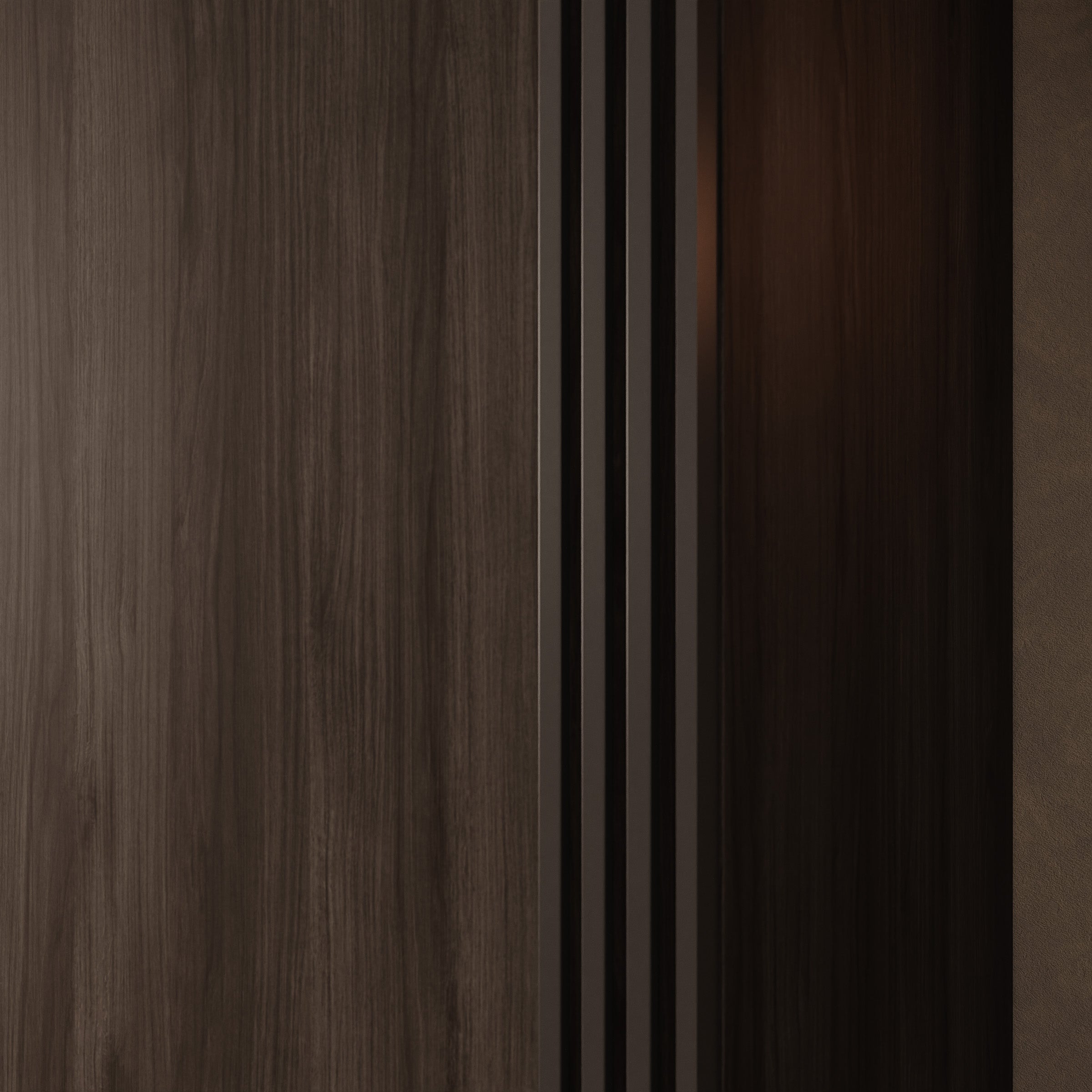 Lurea - Kledingkast met schuifdeuren - Donker eikenpatroon - 150x61x210 cm