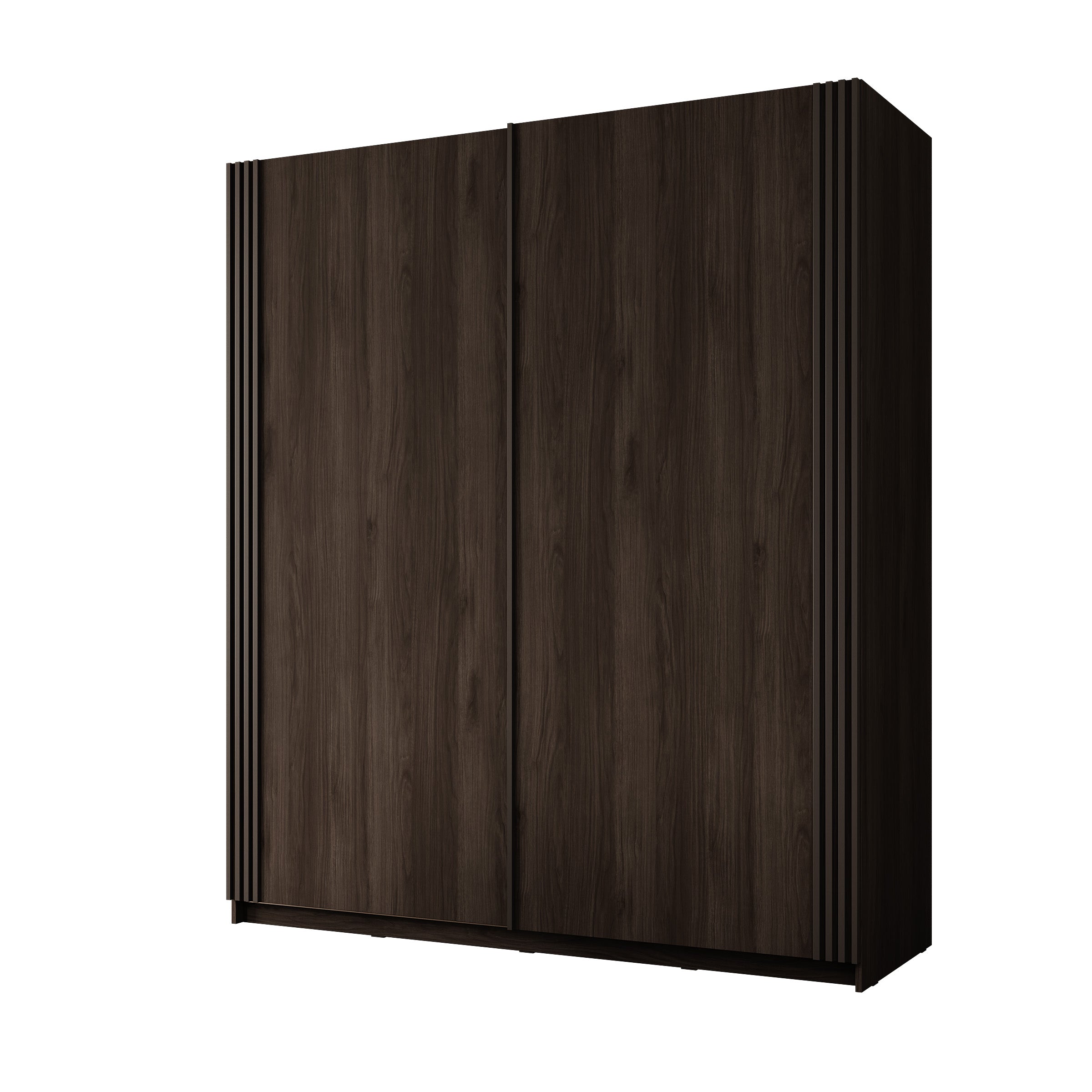 Lurea - Kledingkast met schuifdeuren - Donker eikenpatroon - 180x61x210 cm
