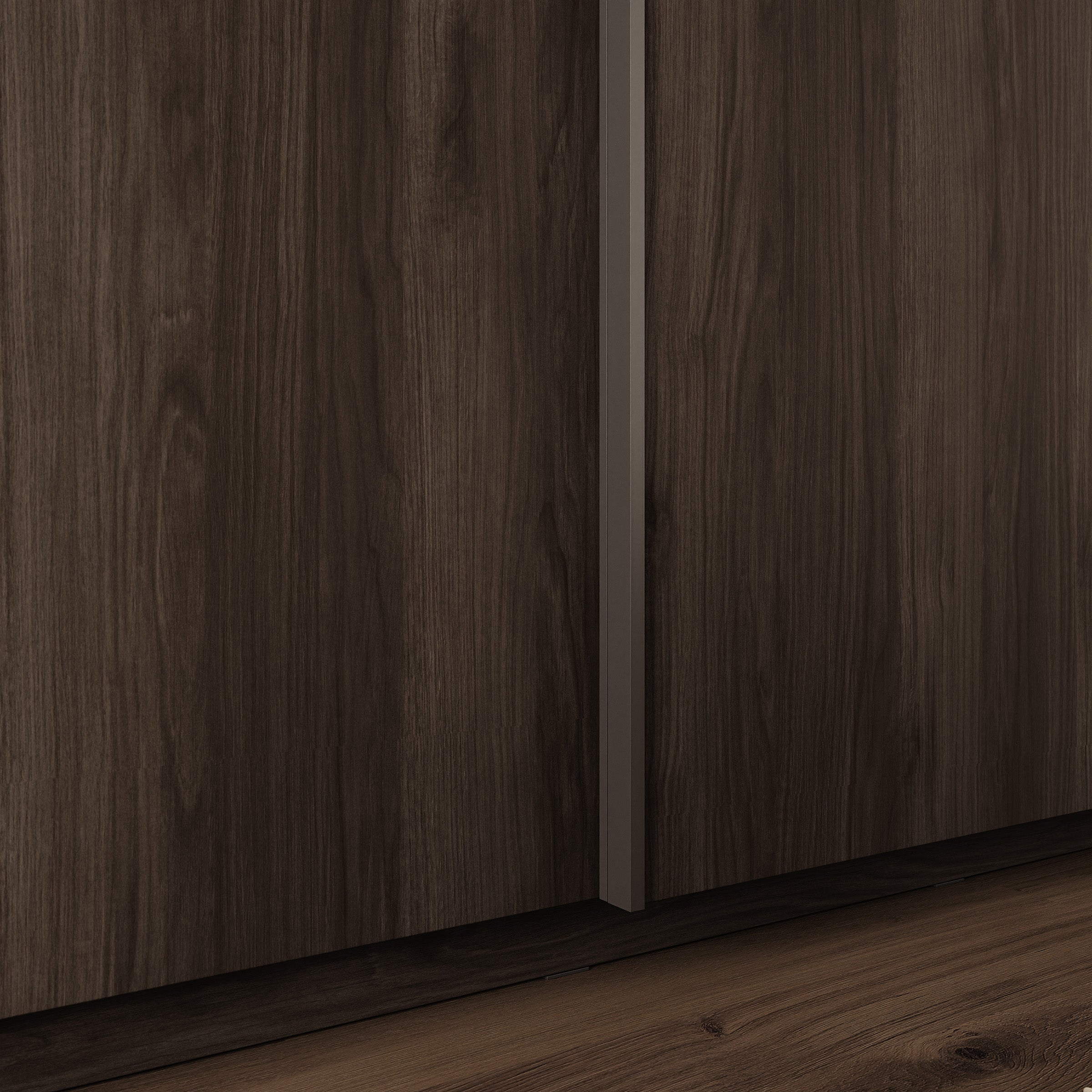 Lurea - Kledingkast met schuifdeuren - Donker eikenpatroon - 180x61x210 cm