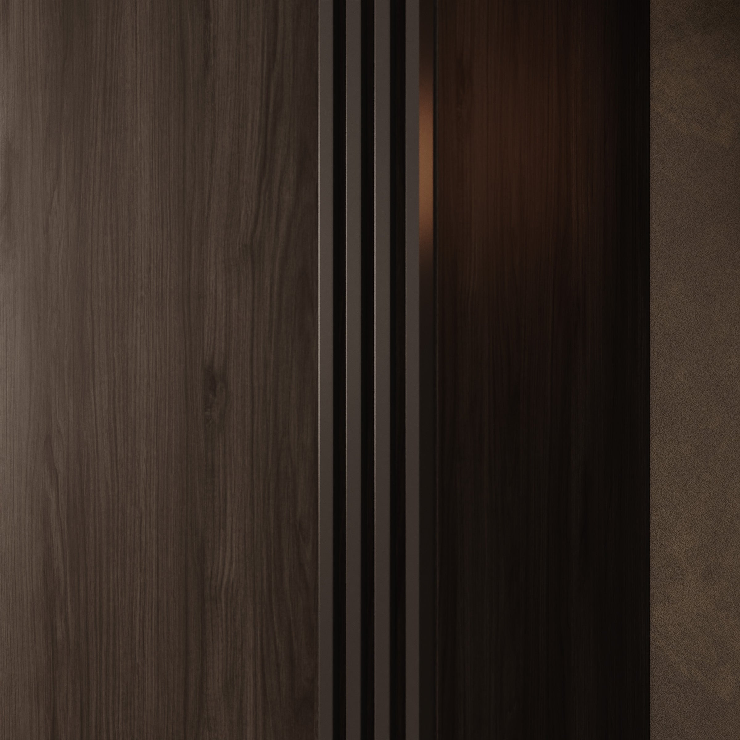 Lurea - Kledingkast met schuifdeuren - Donker eikenpatroon - 180x61x210 cm