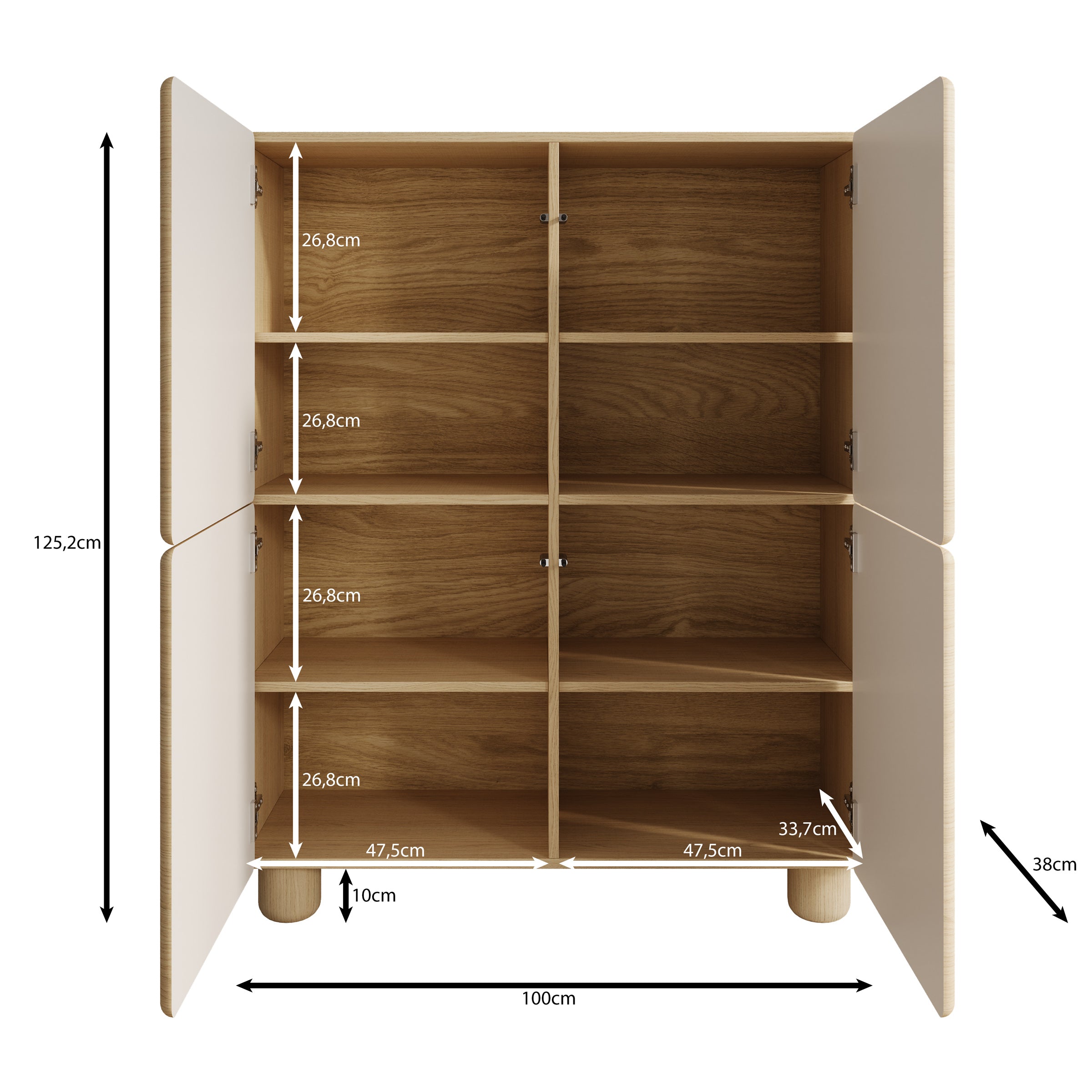 Luvano - Dressoir - Licht eikenpatron - 100x38x125 cm