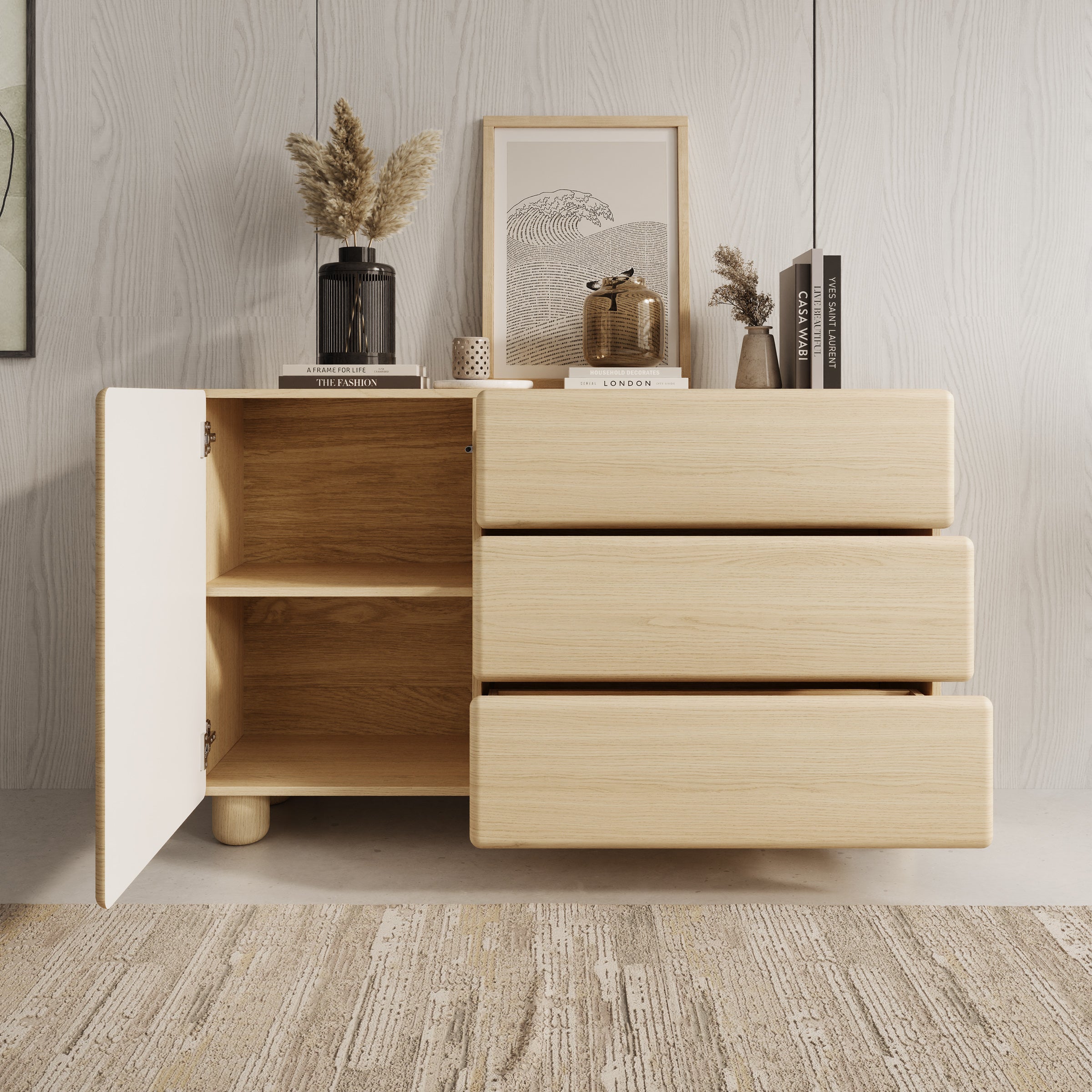 Luvano - Dressoir - Licht eikenpatron - 130x38x80 cm