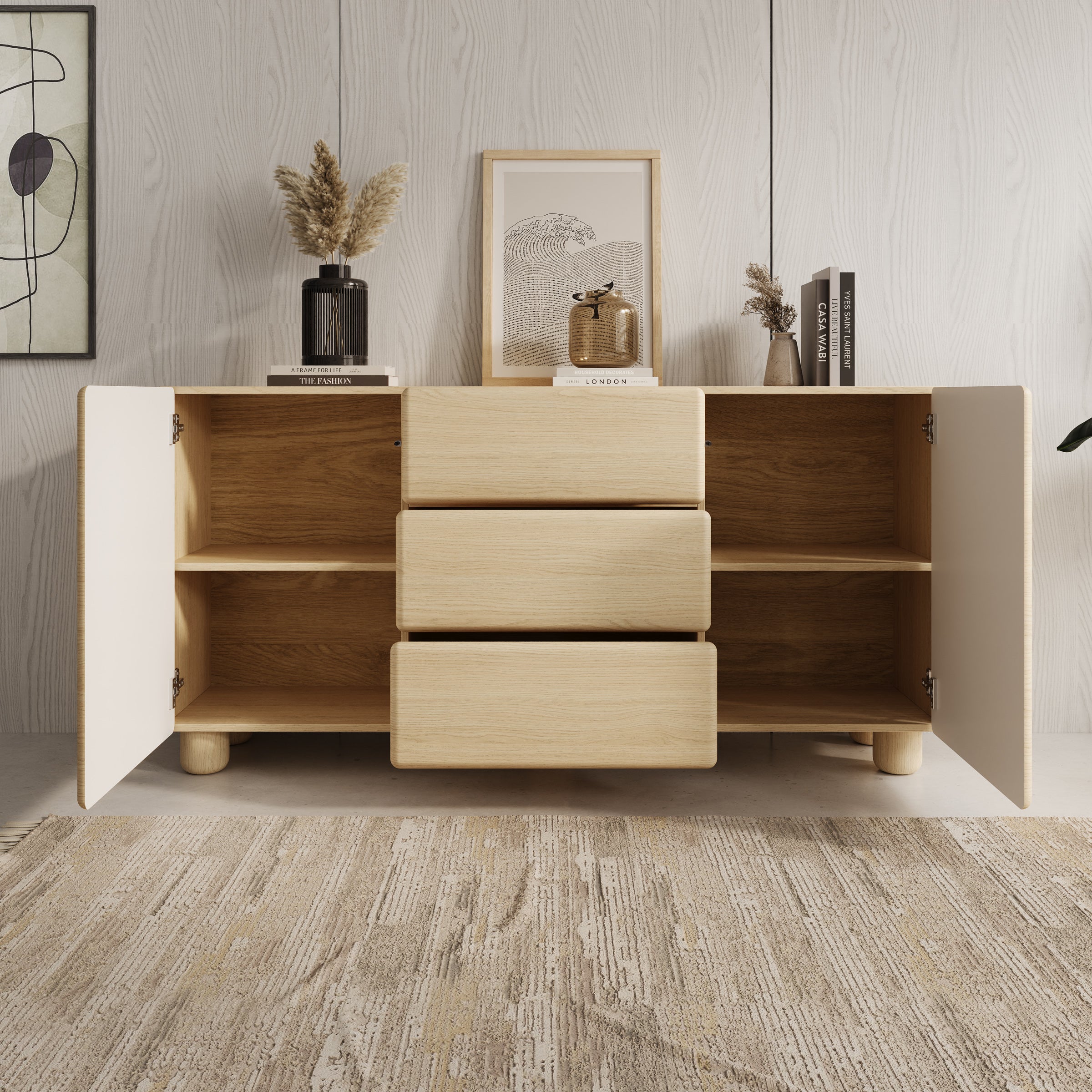 Luvano - Dressoir - Licht eikenpatron - 160x38x80 cm