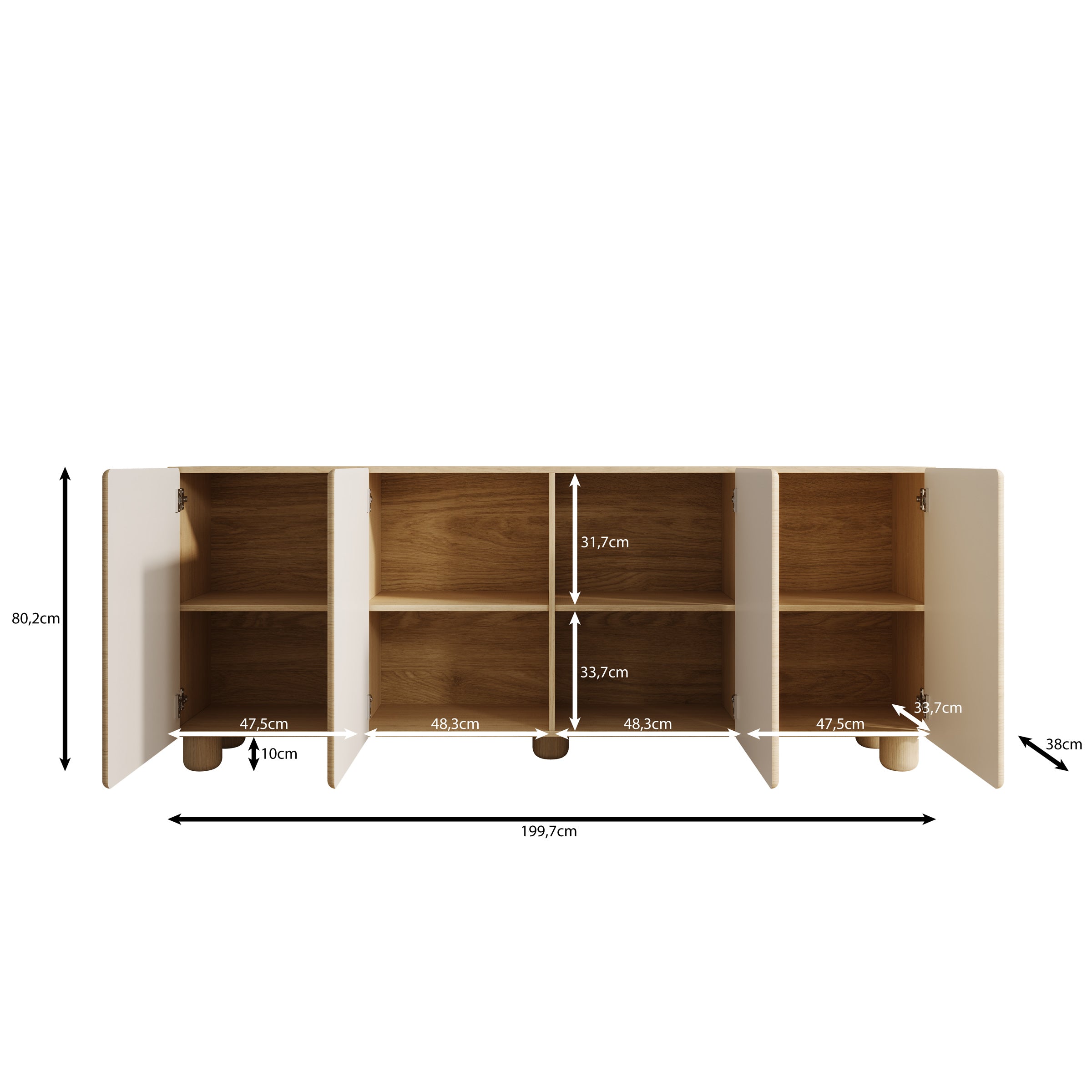 Luvano - Dressoir - Licht eikenpatron - 200x38x80 cm