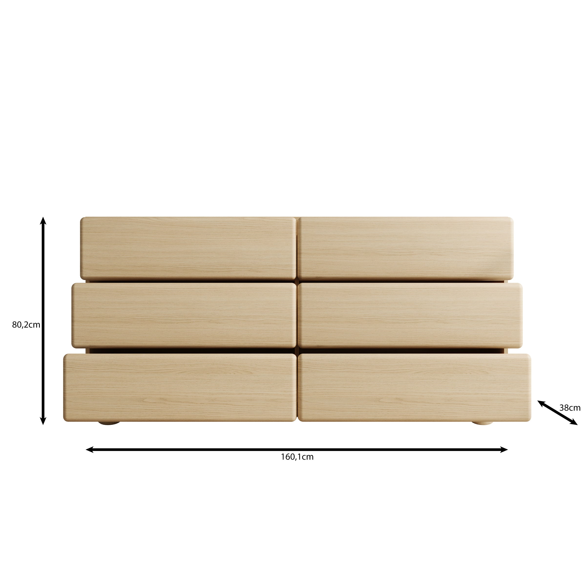 Luvano - Ladekast - Licht eikenpatroon - 160x38x80 cm